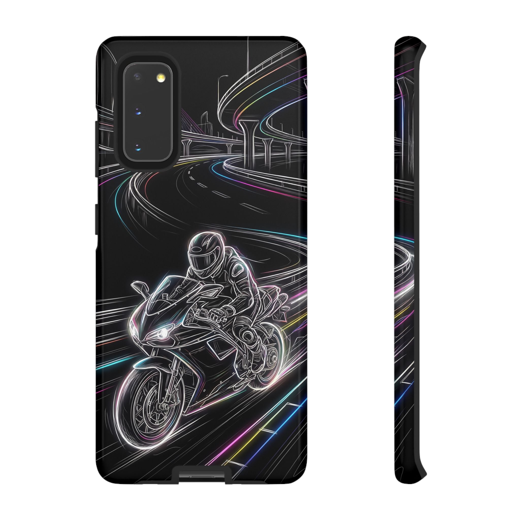 Neon Night Rider Samsung Galaxy Phone Case | Motorcycle Racing Protective Cover