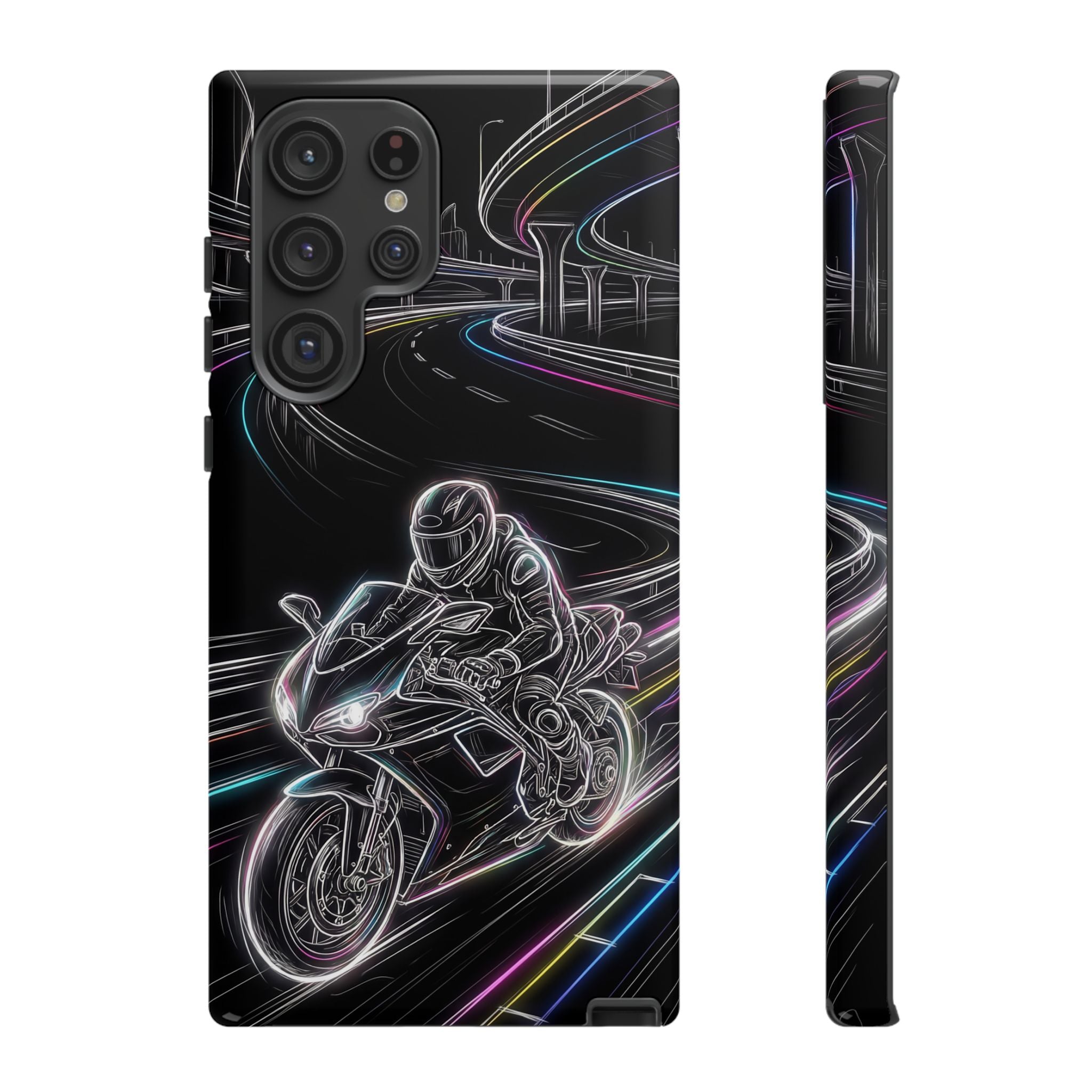 Neon Night Rider Samsung Galaxy Phone Case | Motorcycle Racing Protective Cover