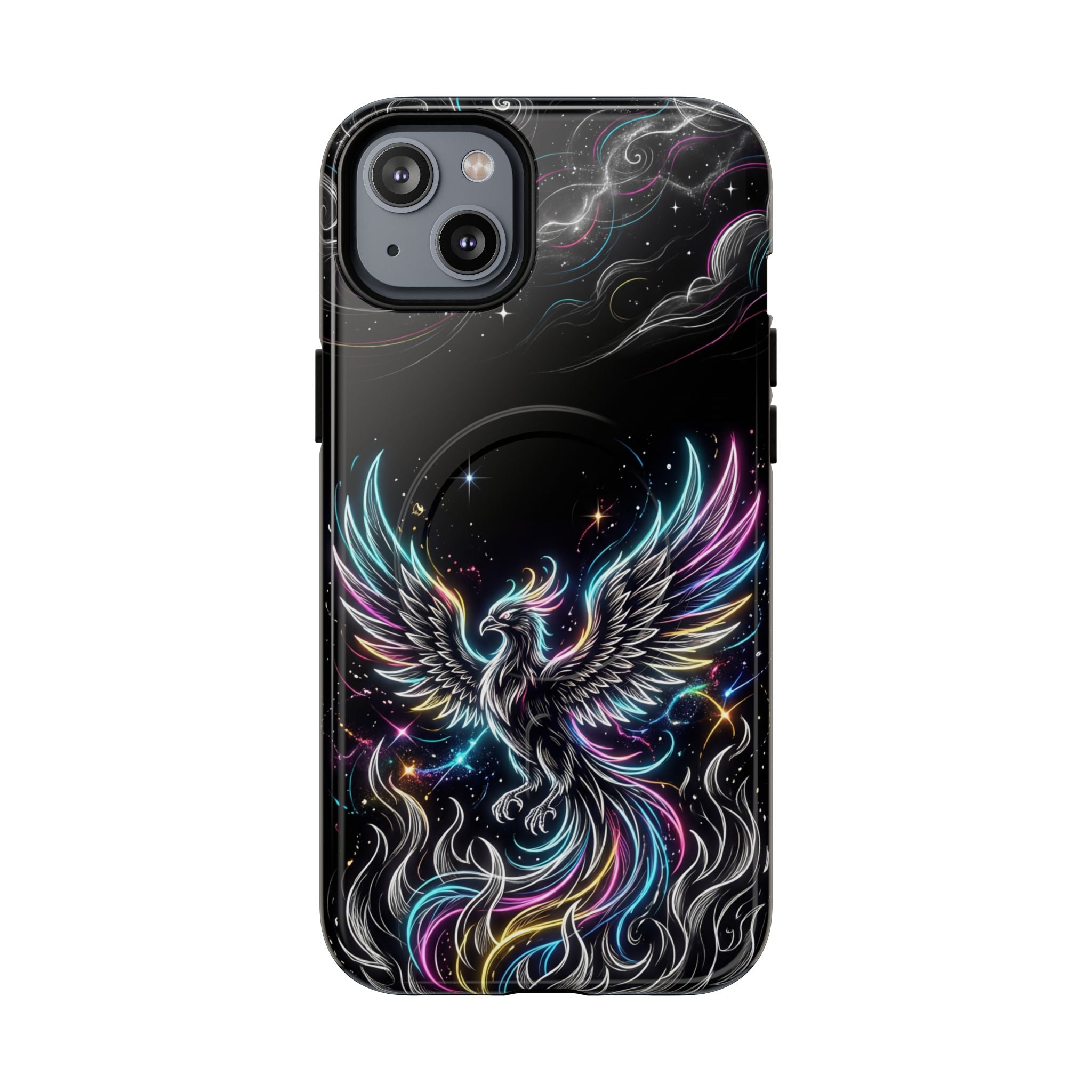 Colorful Neon Phoenix Tough MagSafe iPhone Case