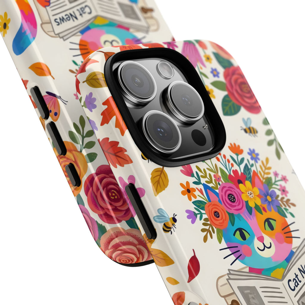 Floral Rainbow Cat iPhone Case | Cat News Design