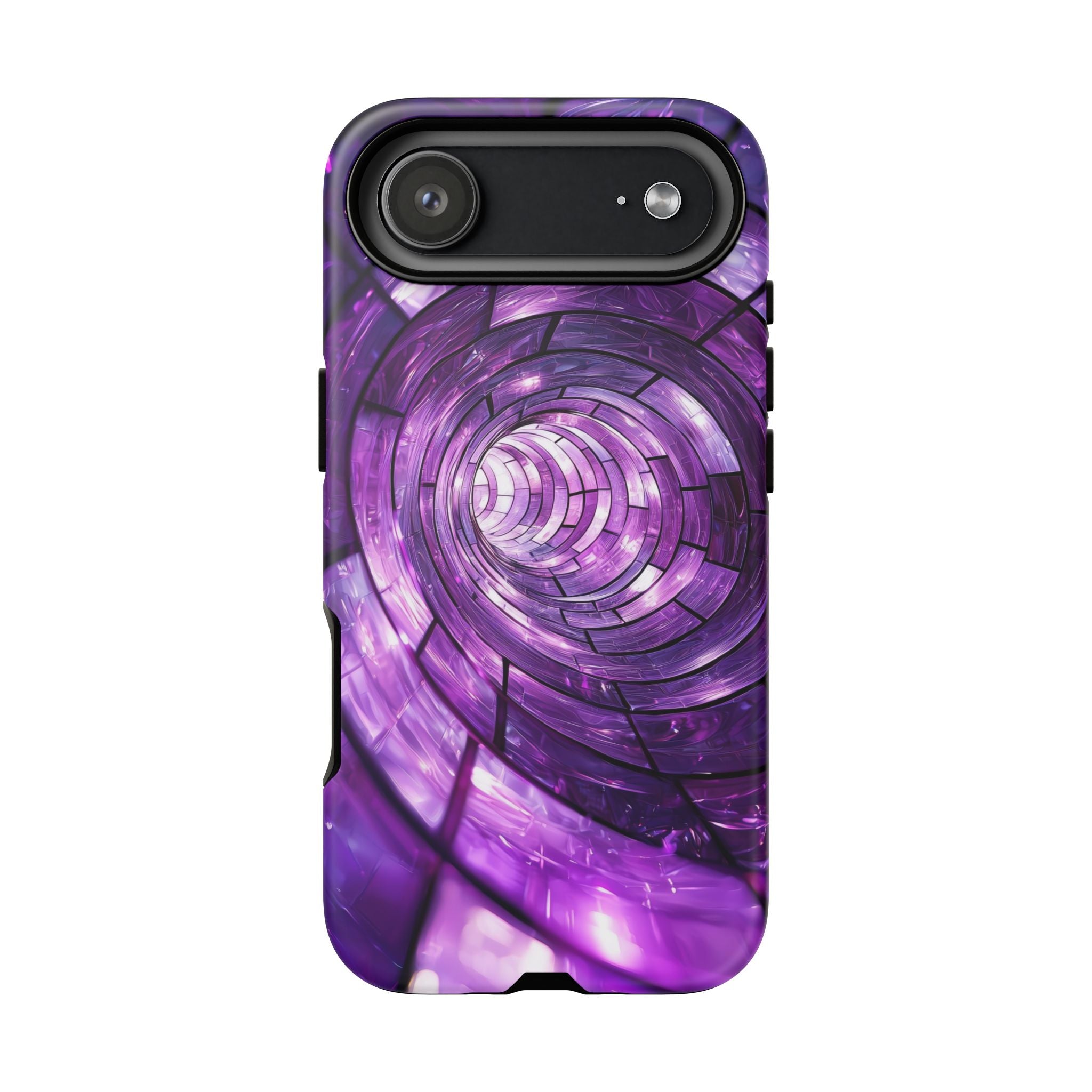 Purple Vortex Tough iPhone Case — Abstract Spiral Protective Cover