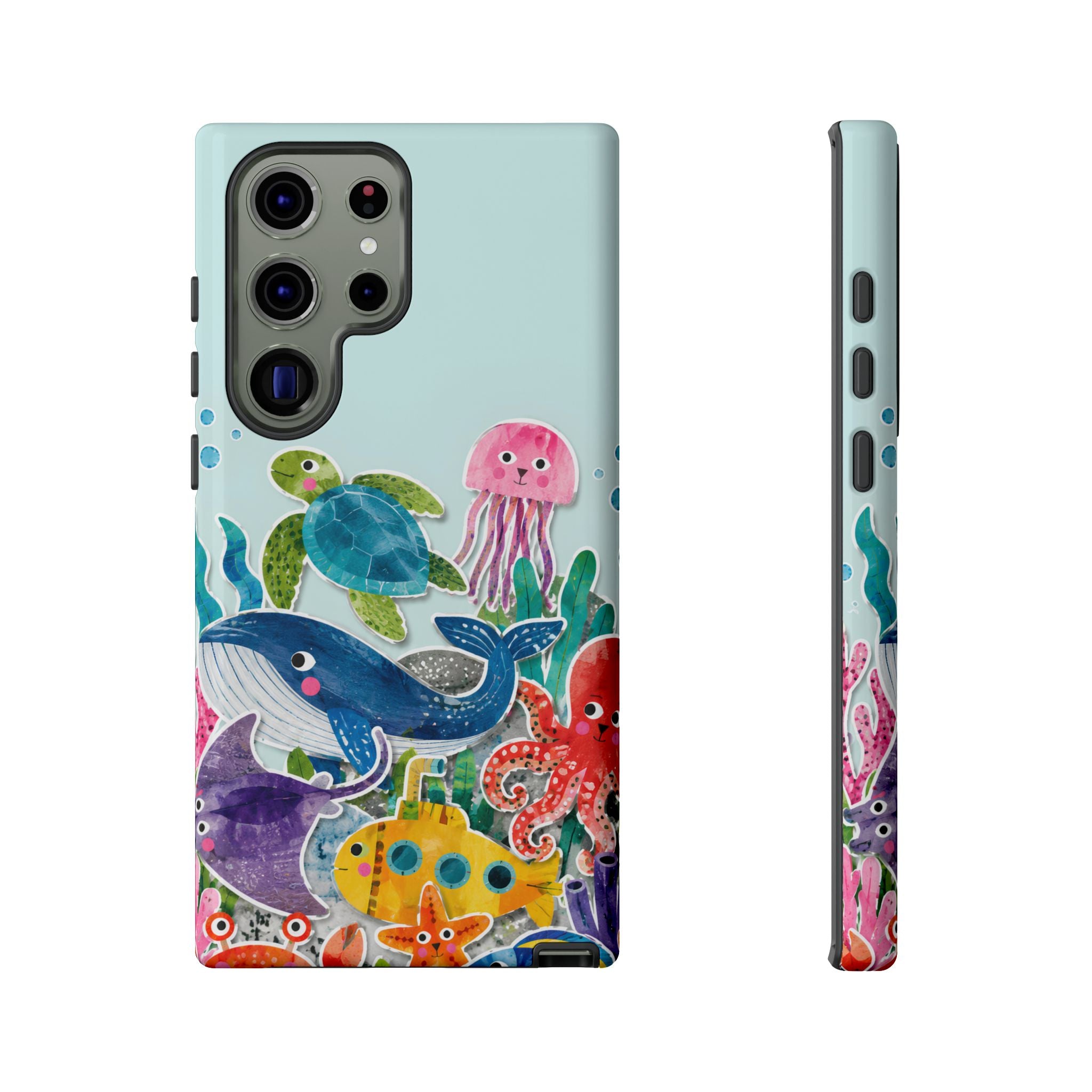 Cute Coastal Ocean Samsung Galaxy Phone Case | Aesthetic Whale Turtle Marine Life Cover