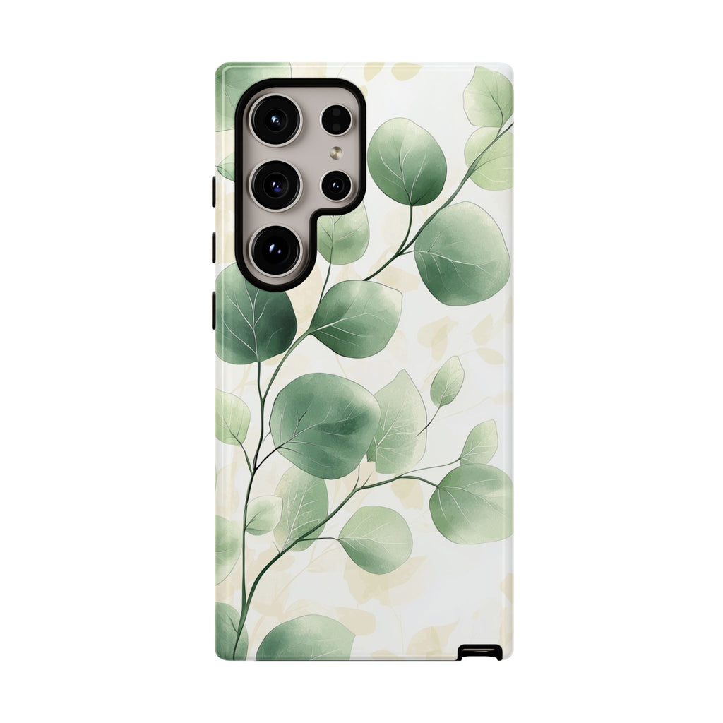 Botanical Eucalyptus Tough Samsung Galaxy Phone Case | Green Watercolour Leaf