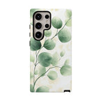 Botanical Eucalyptus Tough Samsung Galaxy Phone Case | Green Watercolour Leaf