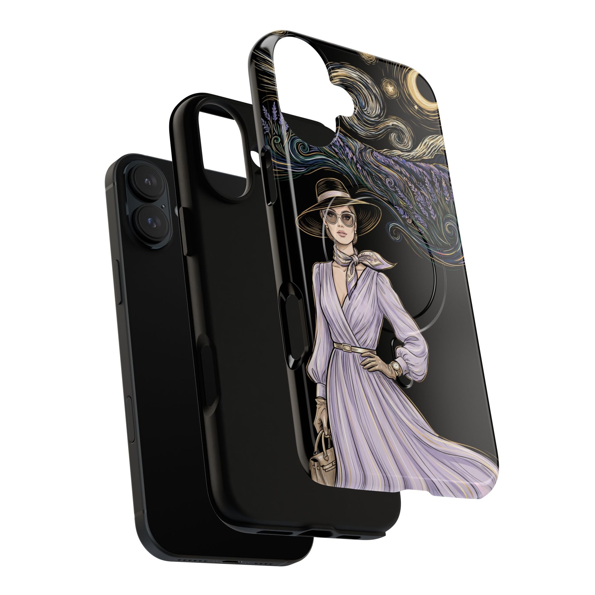 Starry Night Lavender Woman MagSafe iPhone Case | Artistic Protective Tough Case