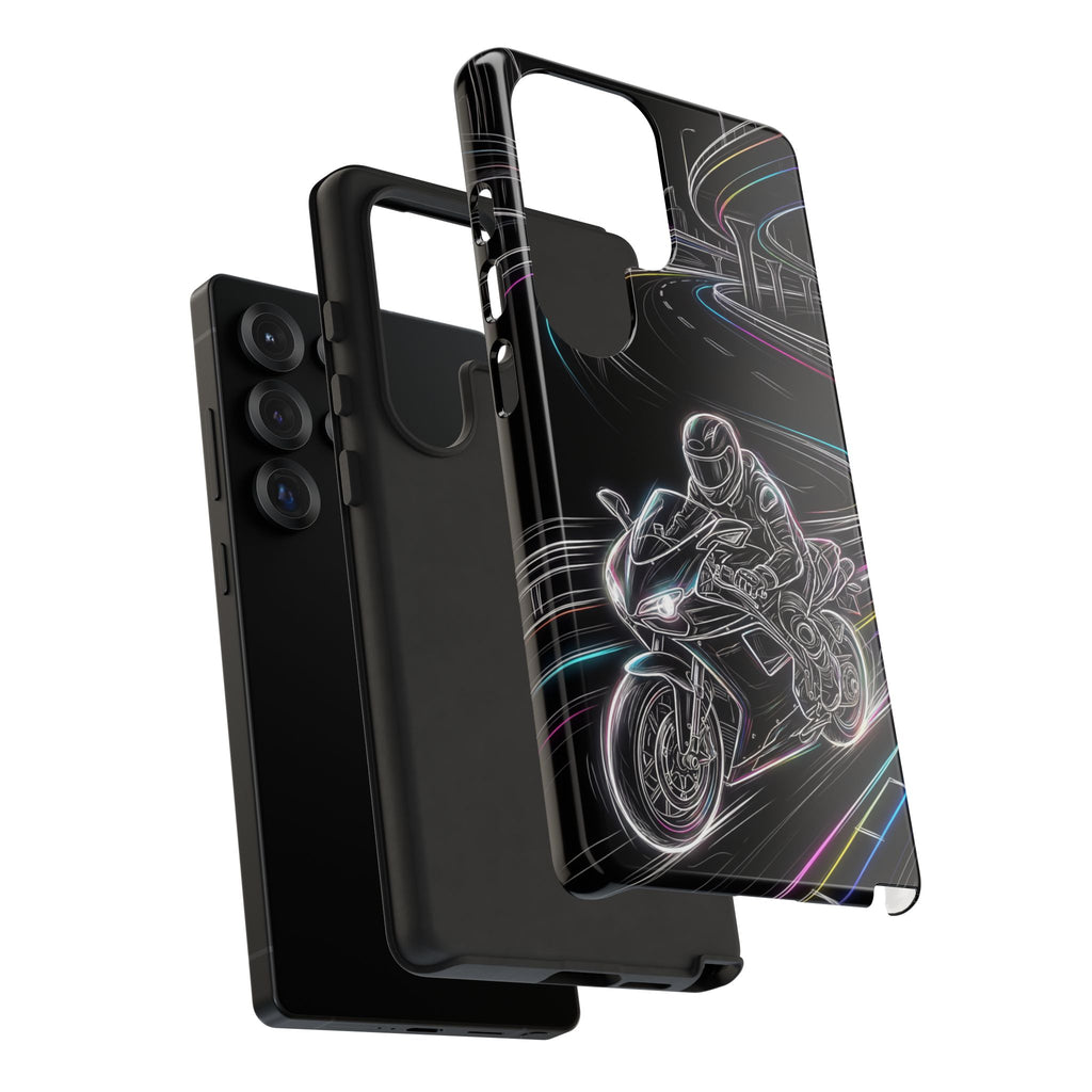 Neon Night Rider Samsung Galaxy Phone Case | Motorcycle Racing Protective Cover