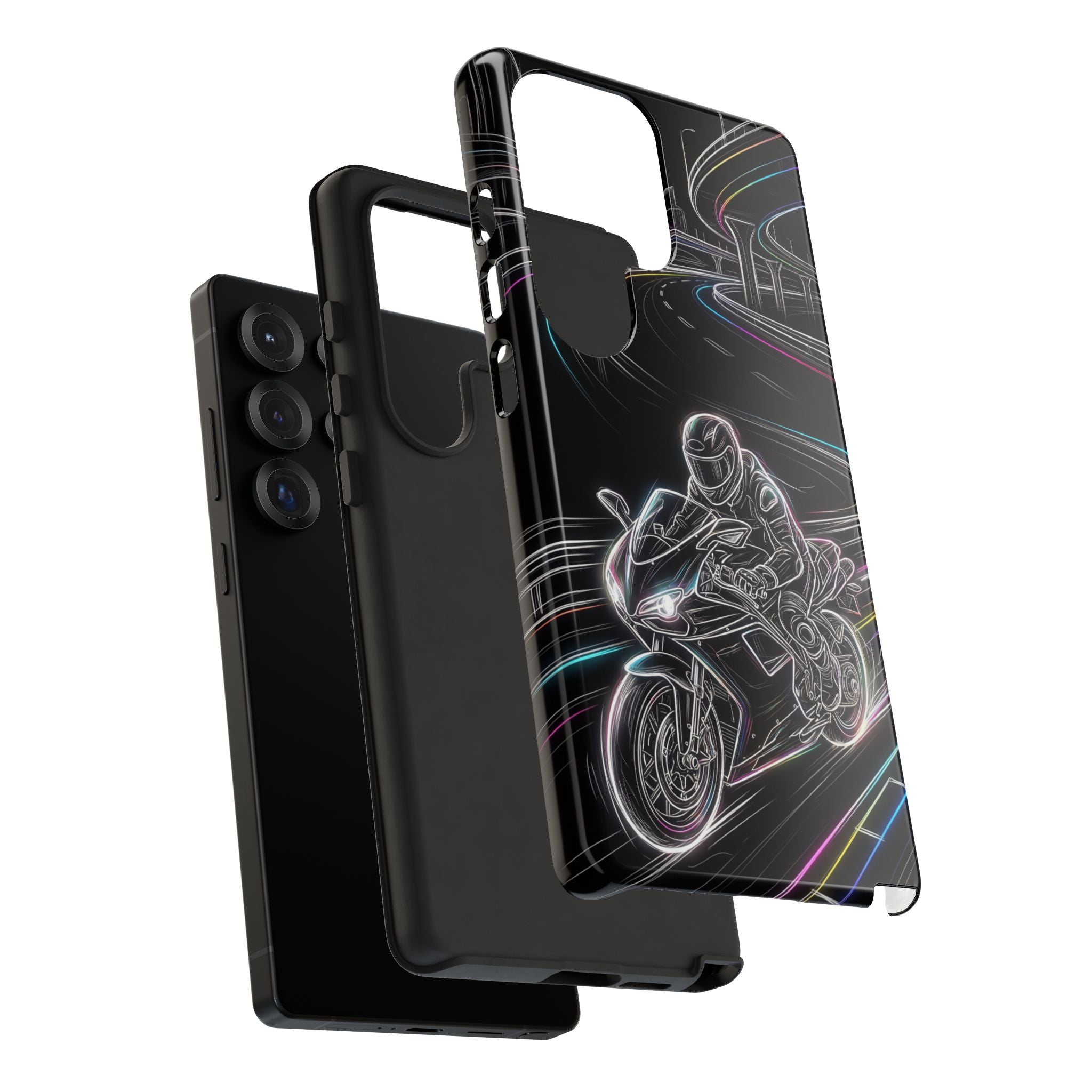Neon Night Rider Samsung Galaxy Phone Case | Motorcycle Racing Protective Cover