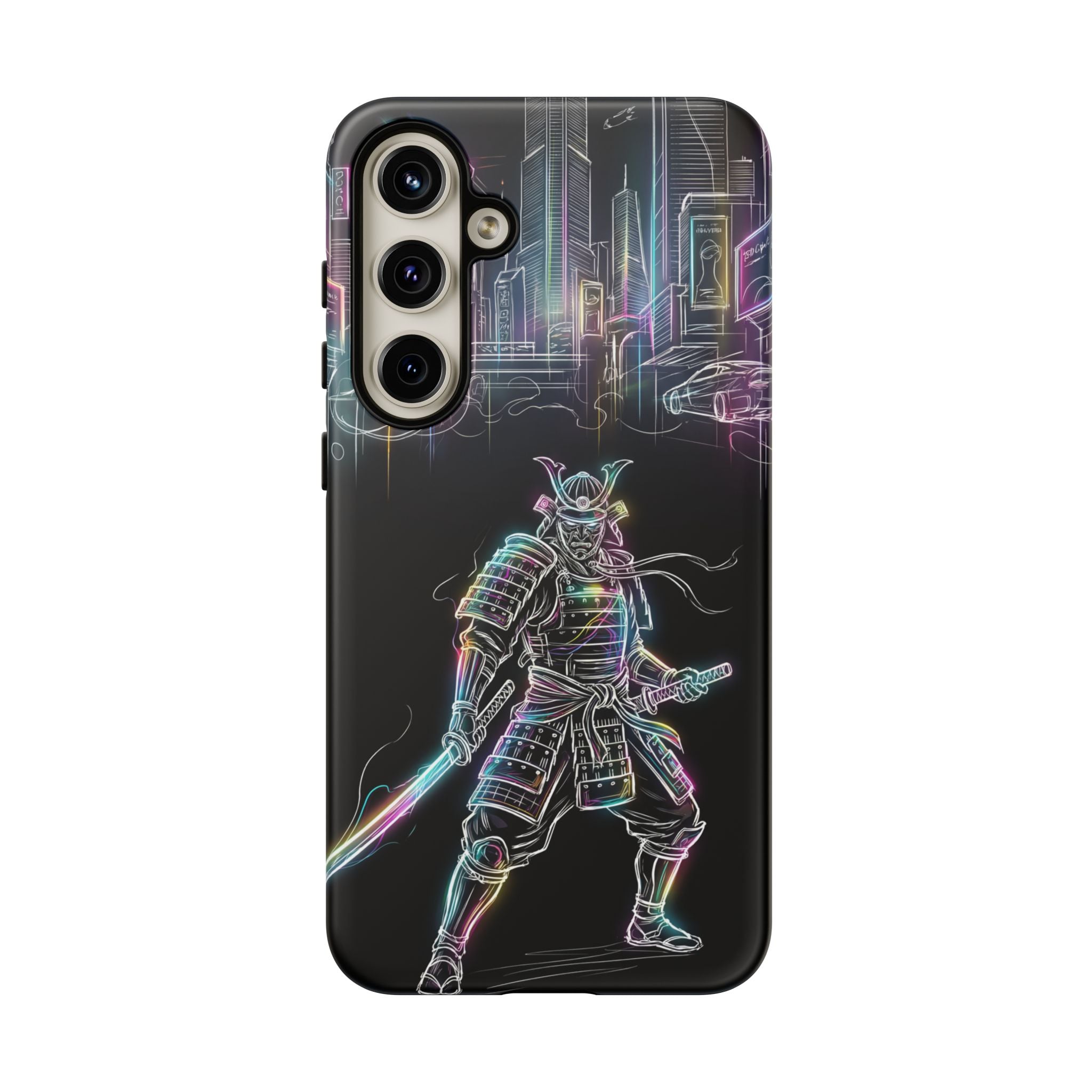Neon Samurai Samsung Galaxy Phone Case | Cyberpunk City Armor