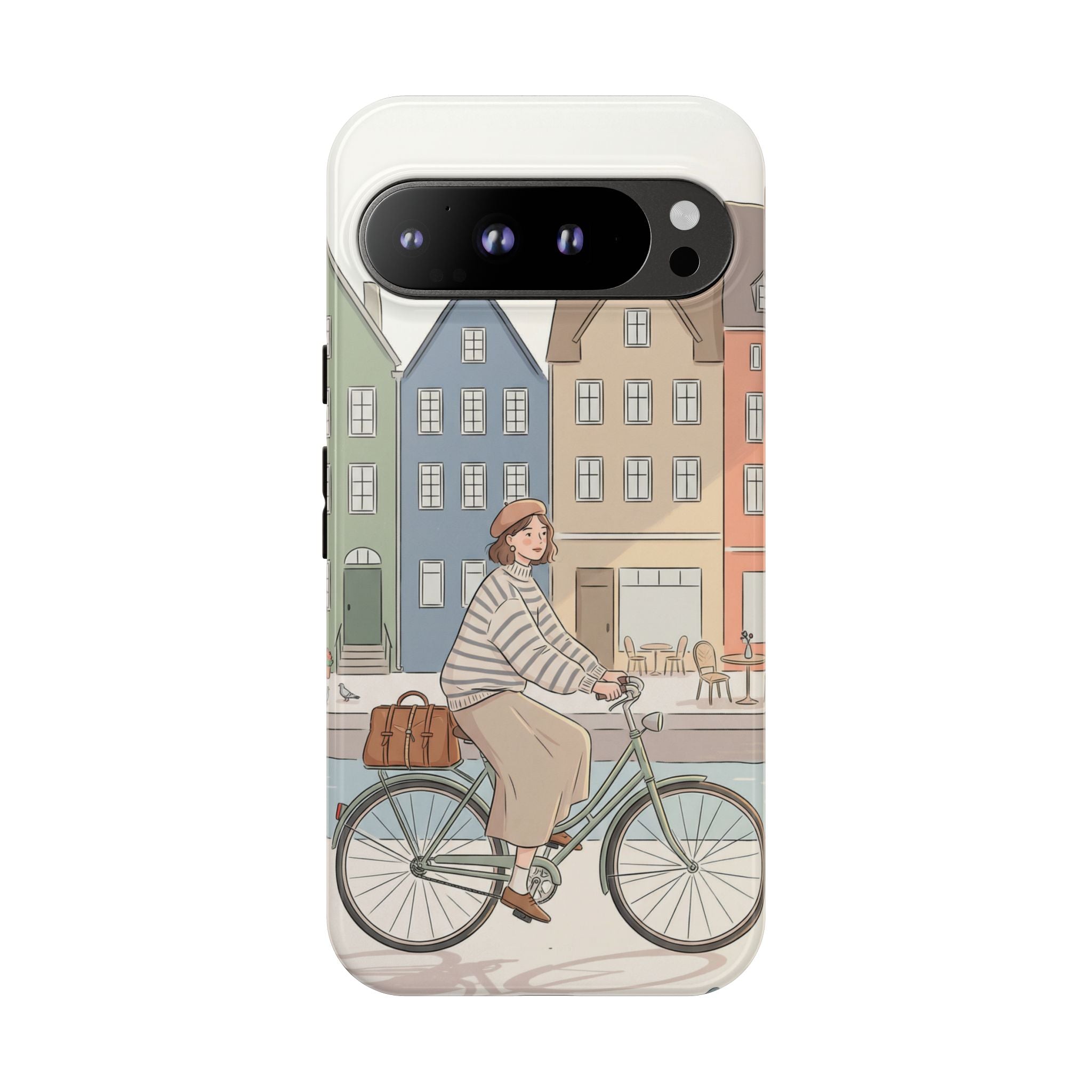 City Bike Google Pixel Phone Case | Cozy European Street Illustration Tough Cases