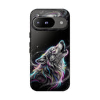 Wolf Galaxy Tough Google Pixel Phone Case | Colorful Howling Wolf Space Design