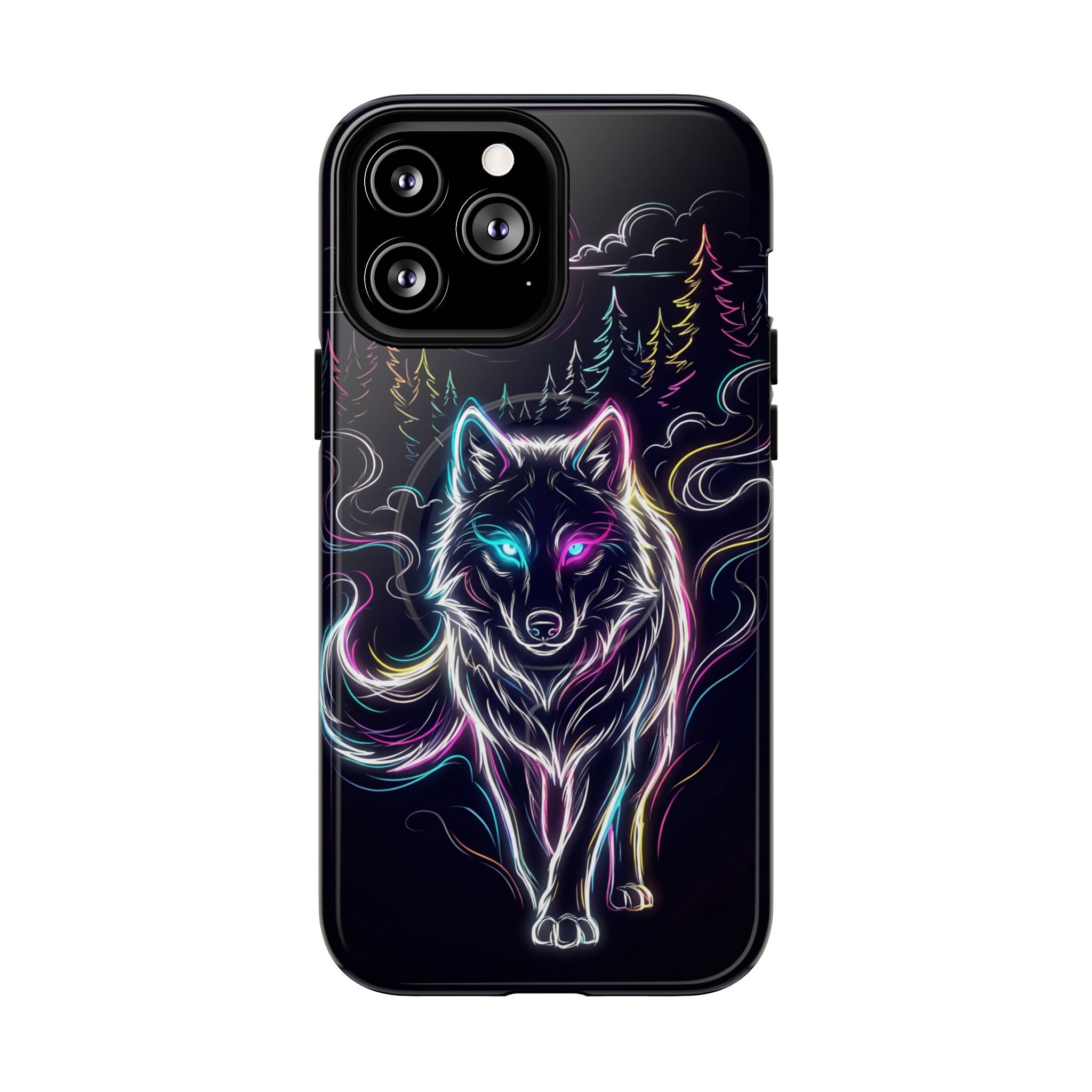 Neon Wolf MagSafe iPhone Case | Mystic Glow Protective Tough Case
