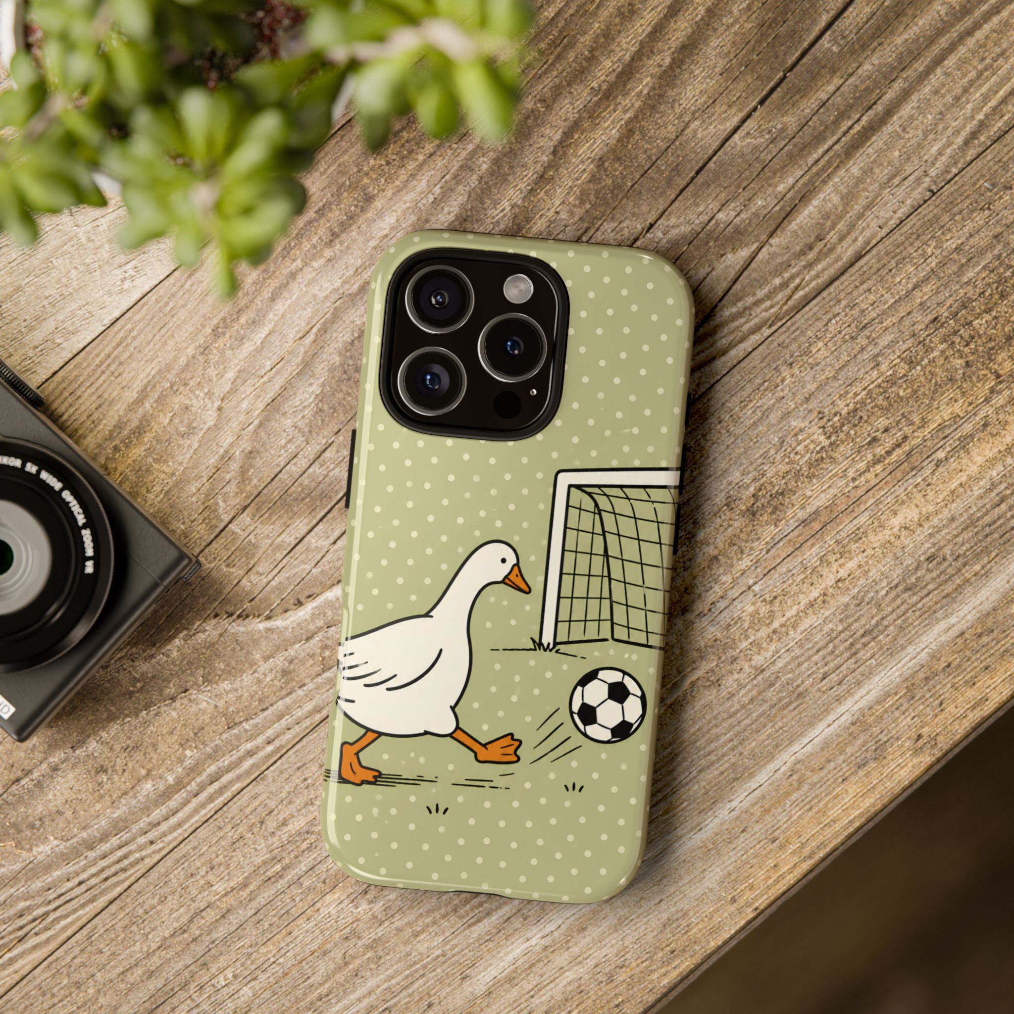 Funny Goose Soccer iPhone Case | Cute Sports Bird Cover