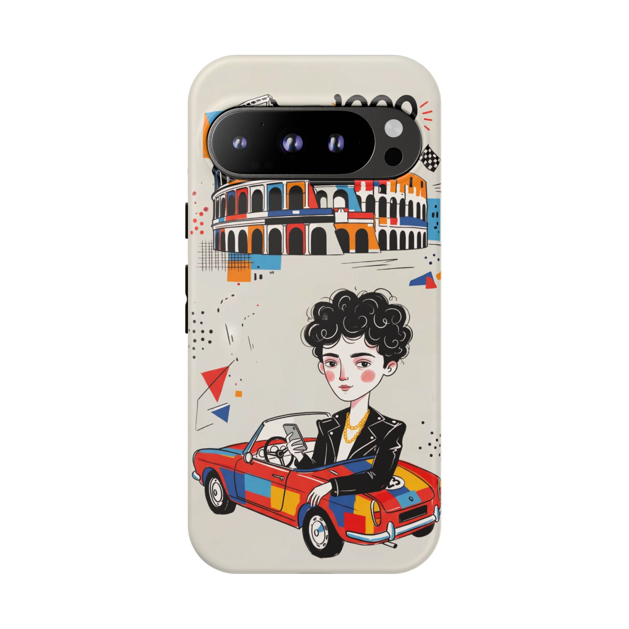 Retro Mille Miglia Car Illustration with Driver Google Pixel Phone Case
