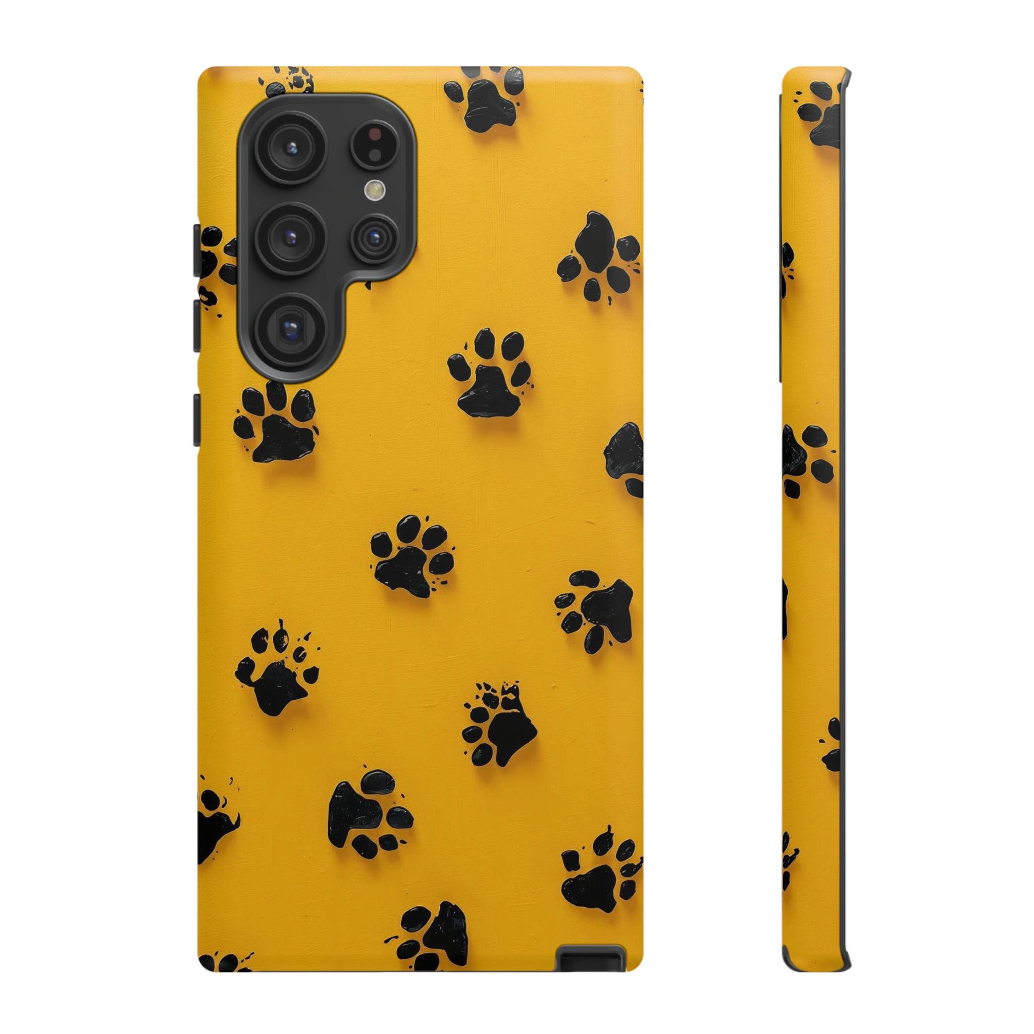 Yellow Paw Print Tough Samsung Galaxy Case — Protective Dog & Cat Lover Cover
