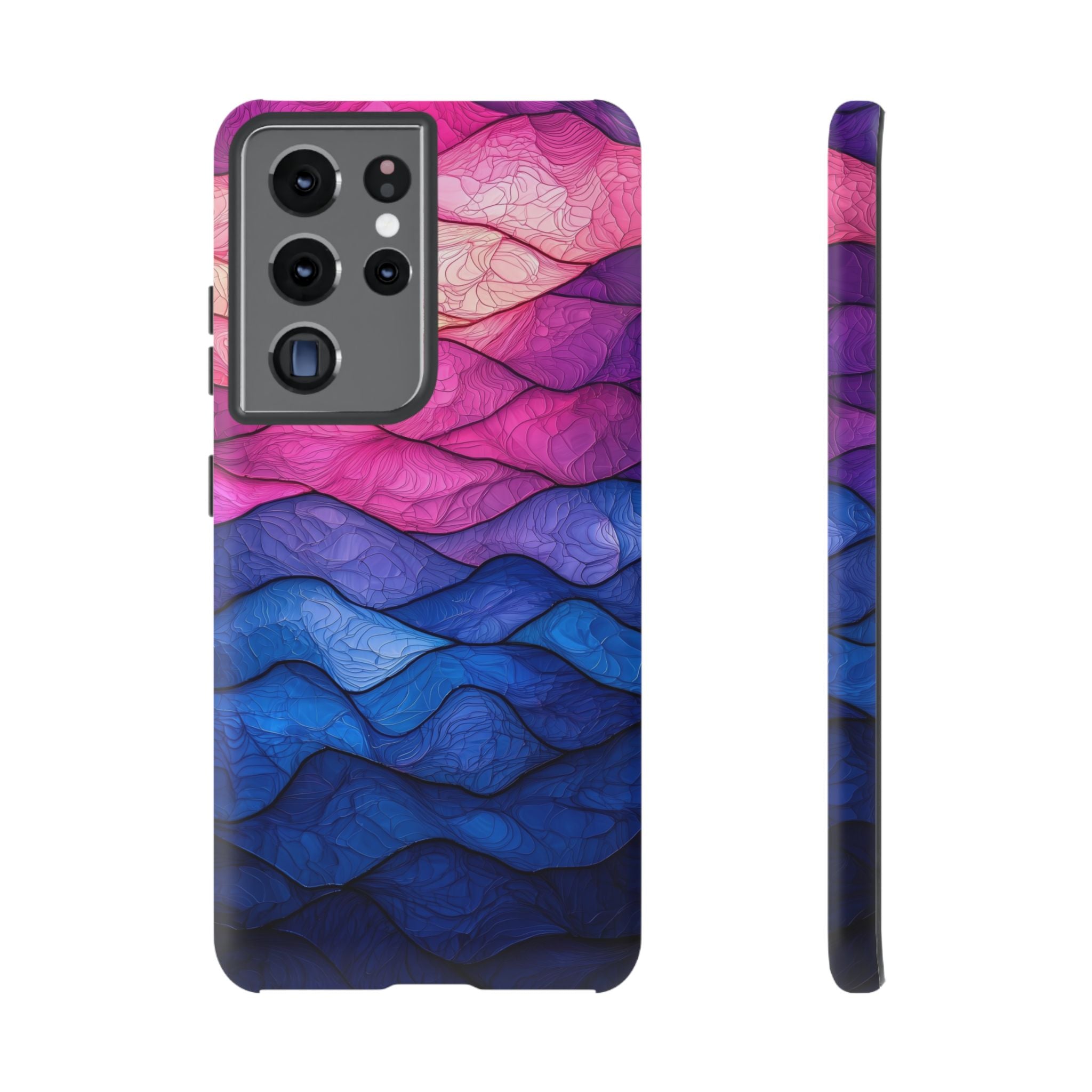 Abstract Ocean Waves Samsung Galaxy Case — Pink & Blue Gradient Tough Case