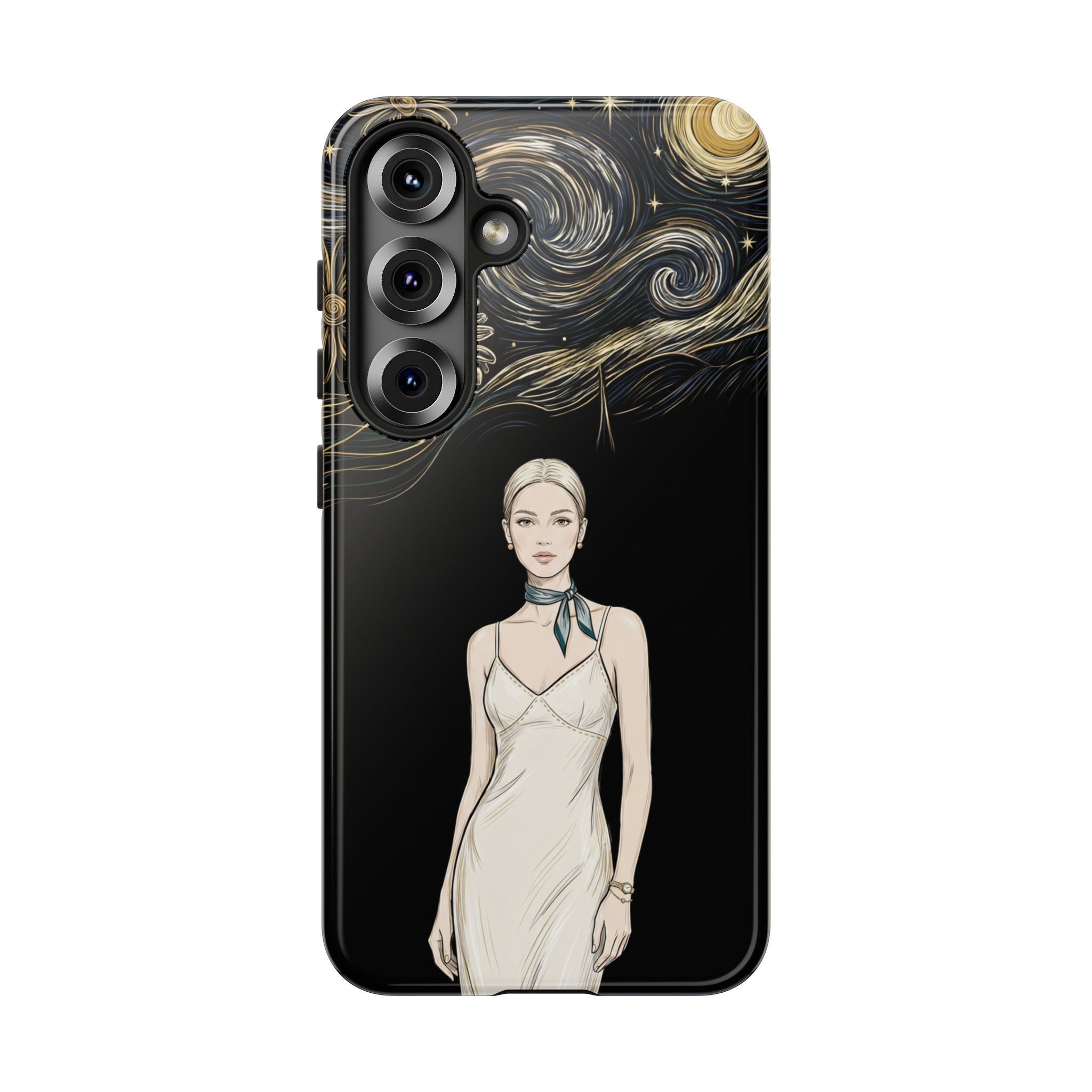 Starry Night Fashion Samsung Galaxy Phone Case | Elegant Woman Illustration