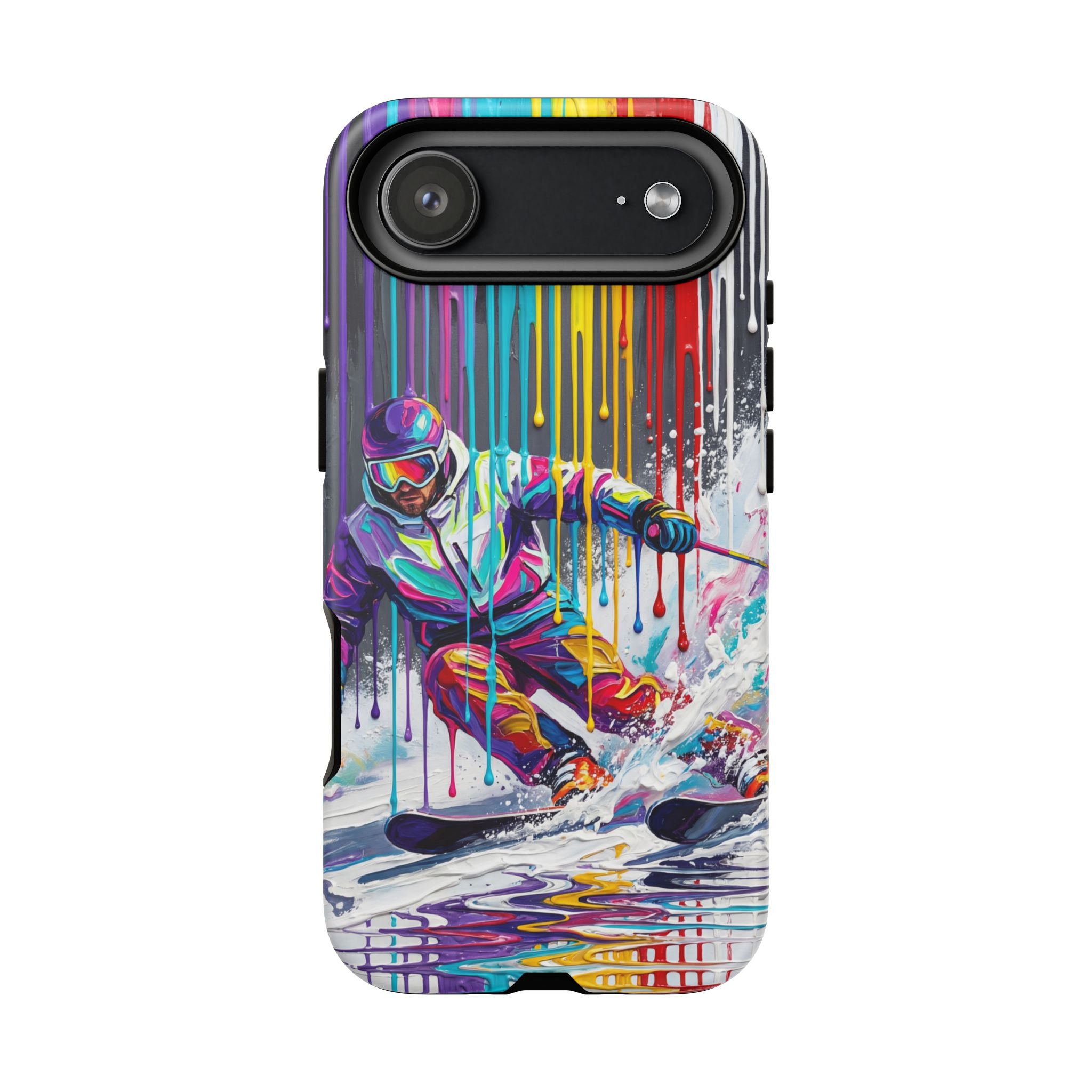 Colourful Skiing Drip Art Tough iPhone Case