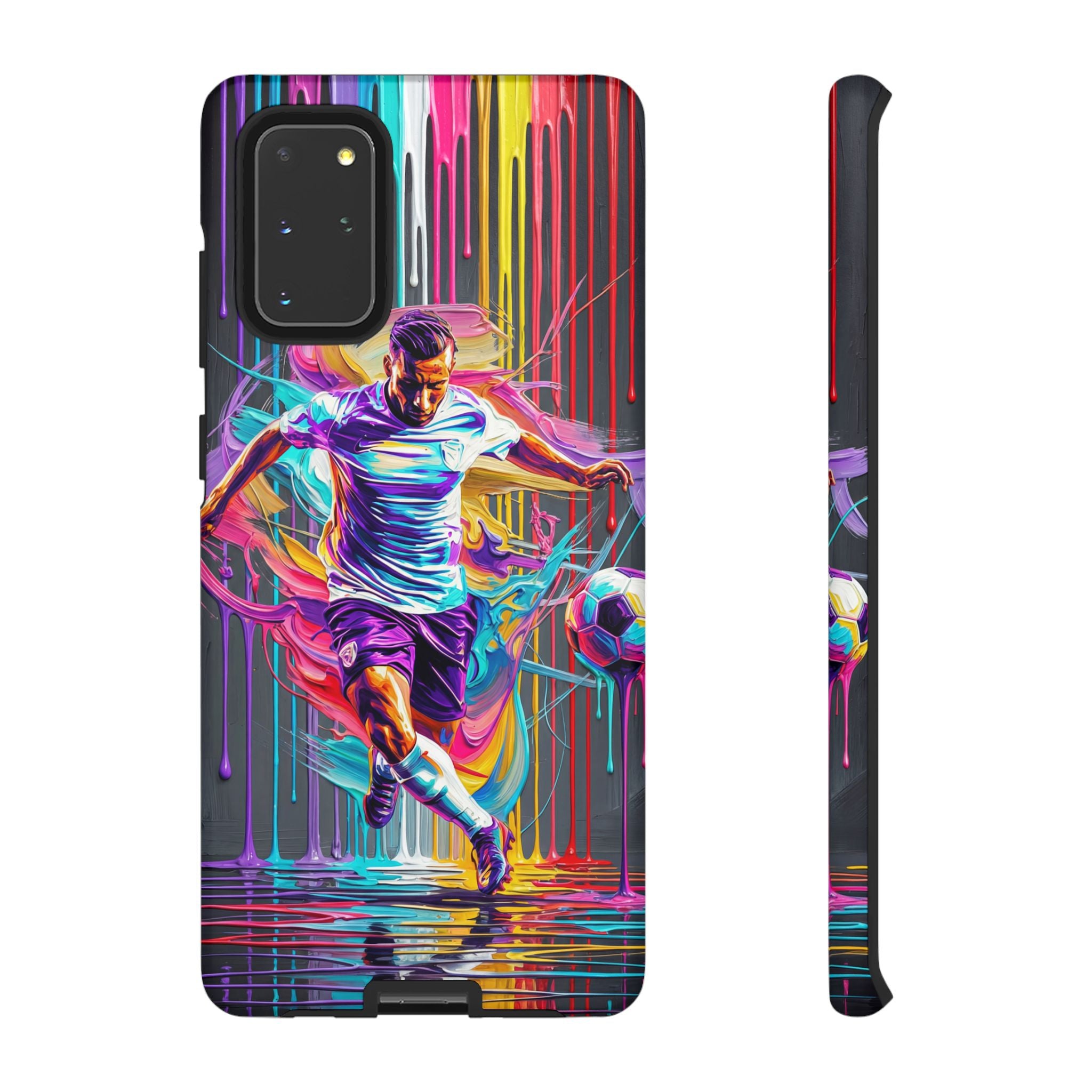 Soccer Player Neon Art Samsung Galaxy Phone Case | Vibrant Football Kick Protective Cover