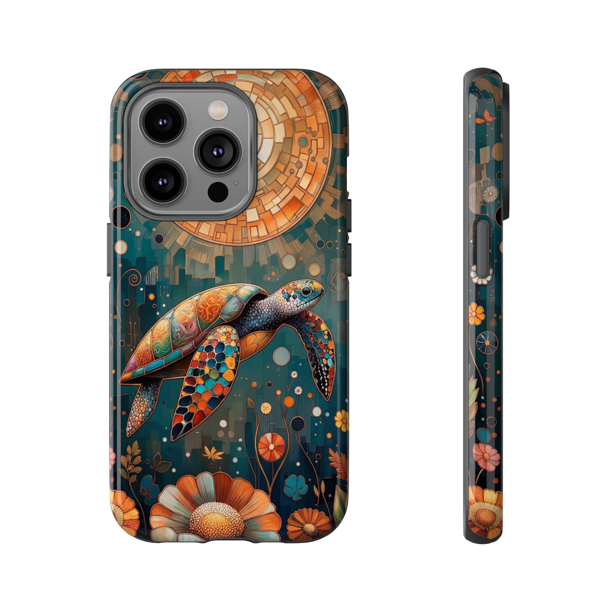 Sea Turtle Mosaic iPhone Case | Artistic Ocean Nature Protective Cover