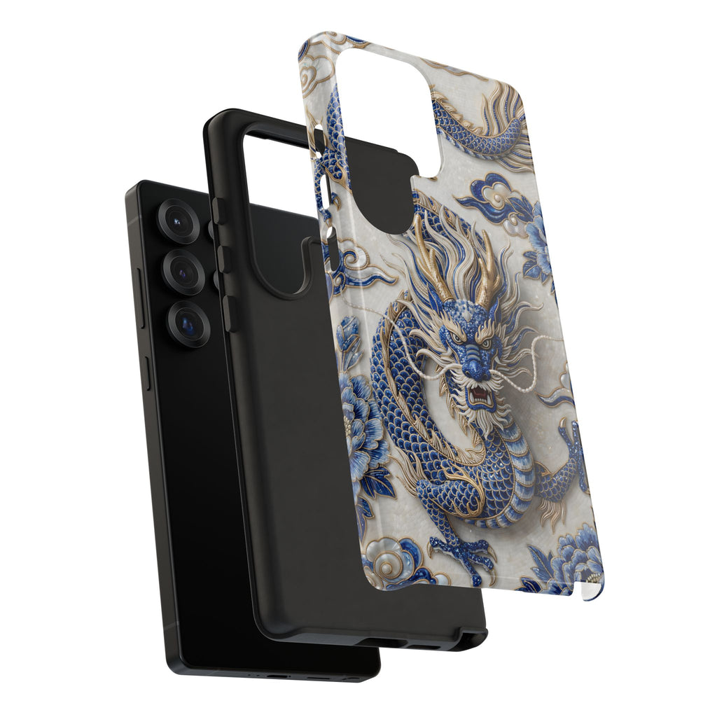 Asian Zodiac Dragon Samsung Galaxy Phone Case | Blue & White Porcelain Luxury Protective Case | Year of the Dragon Gift