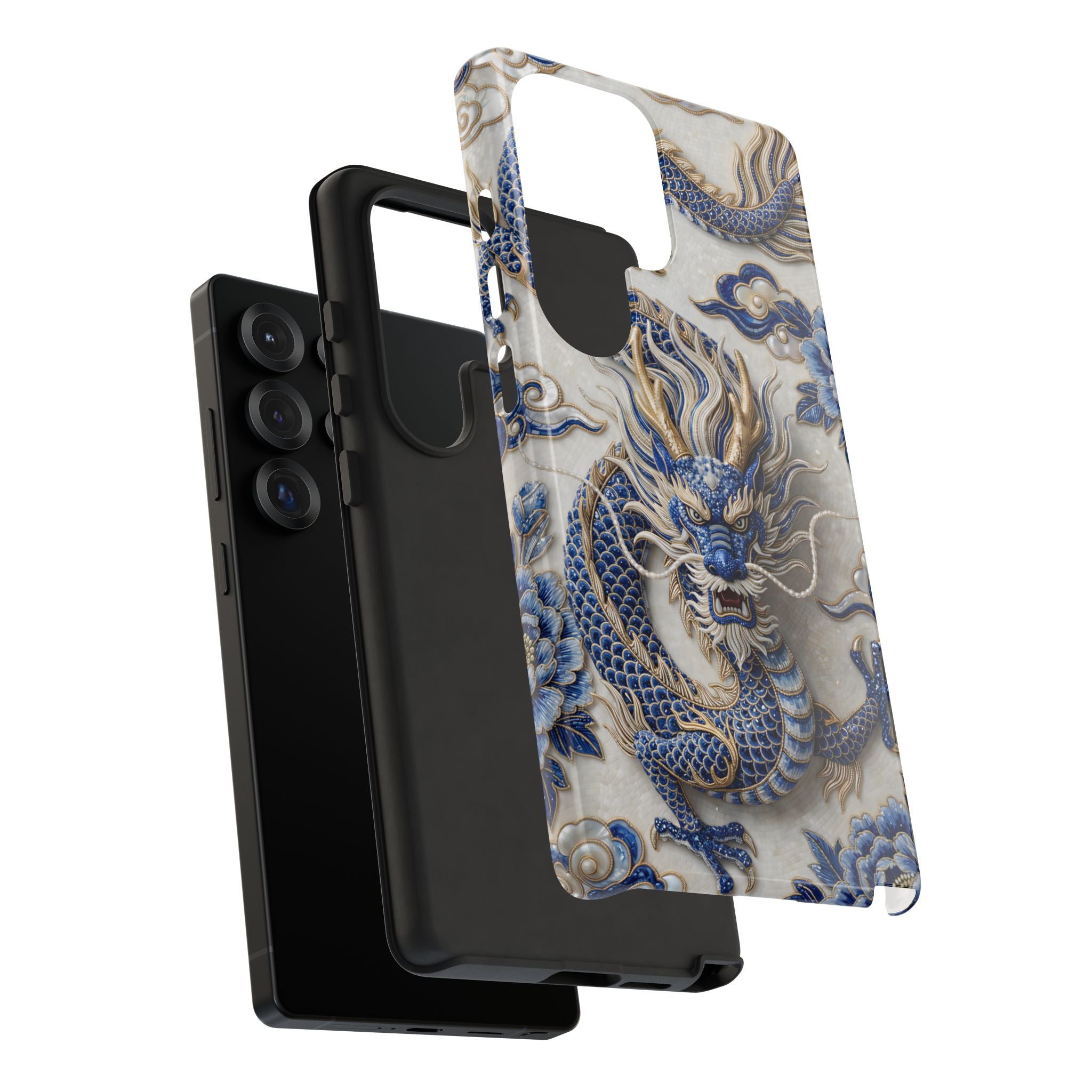 Asian Zodiac Dragon Samsung Galaxy Phone Case | Blue & White Porcelain Luxury Protective Case | Year of the Dragon Gift