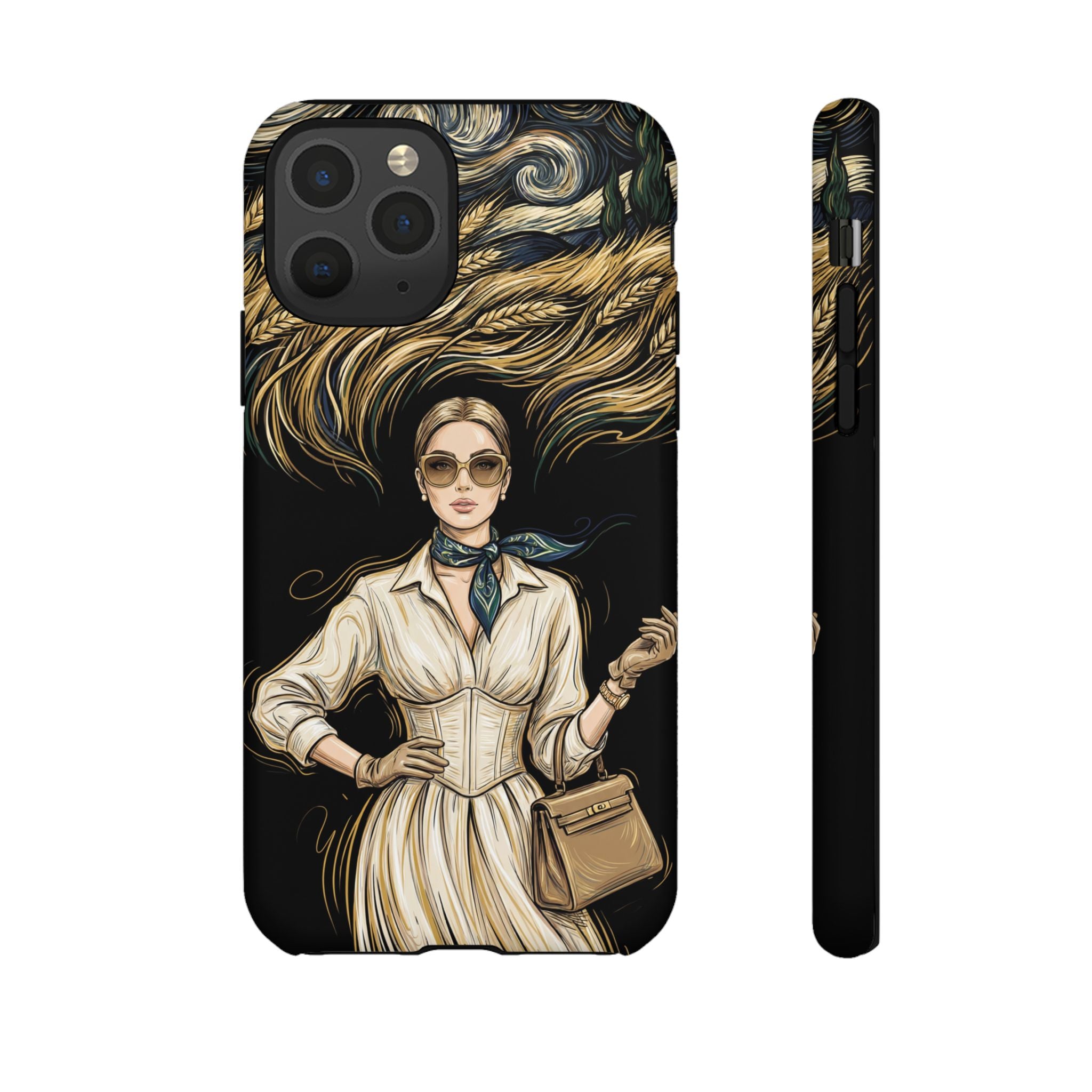 Vintage Elegance iPhone Case | Retro Woman with Flowing Golden Hair