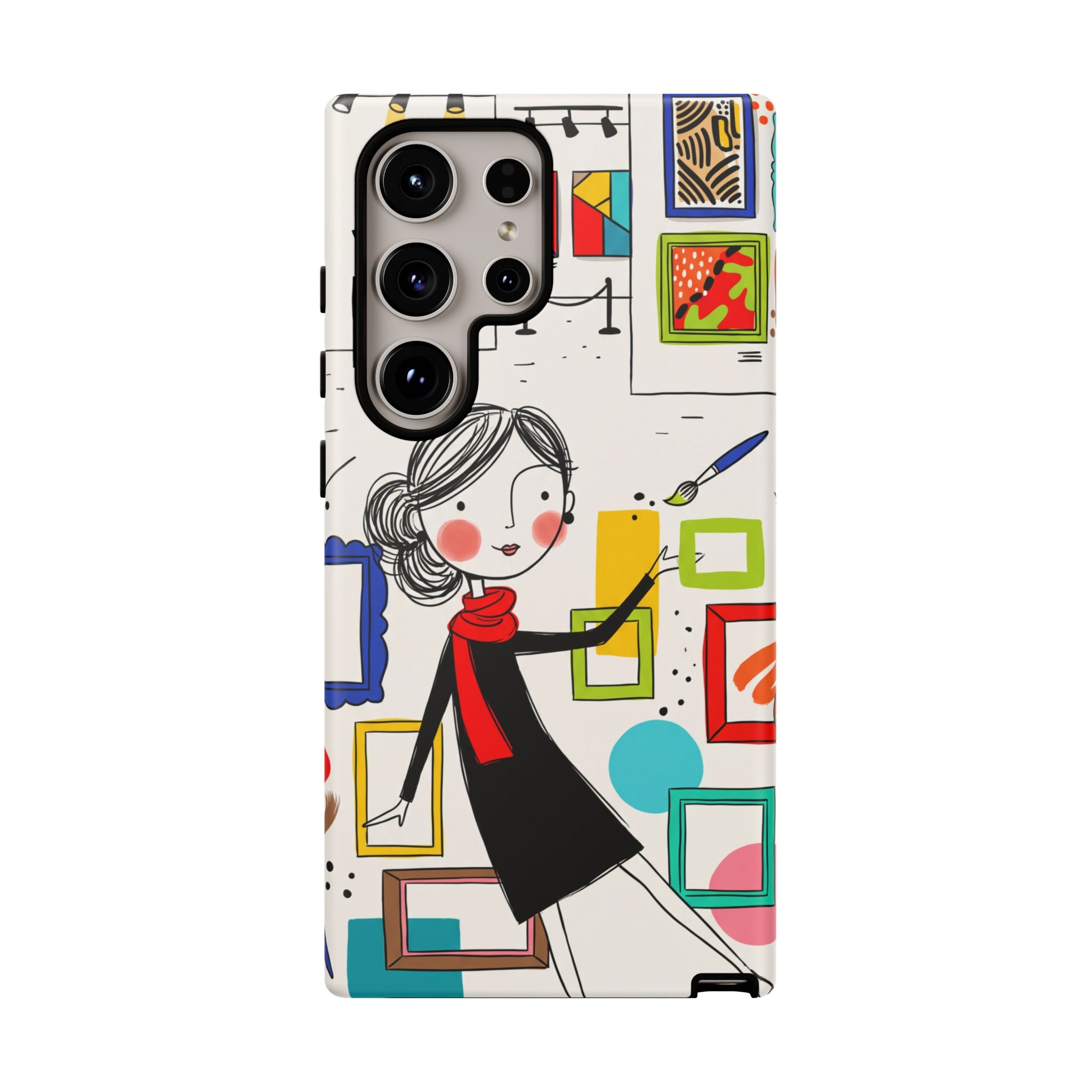 Art Gallery Illustration Samsung Galaxy Phone Case | Cute Woman with Frames Design
