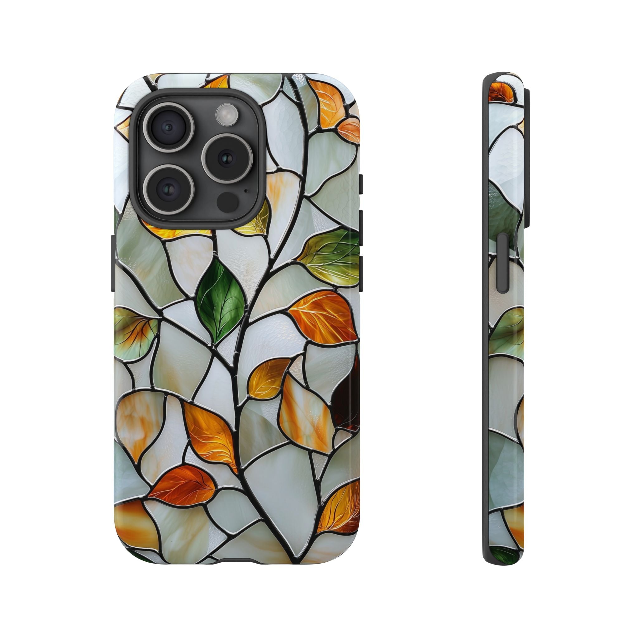 Stained Glass Autumn Leaves Mosaic iPhone Case