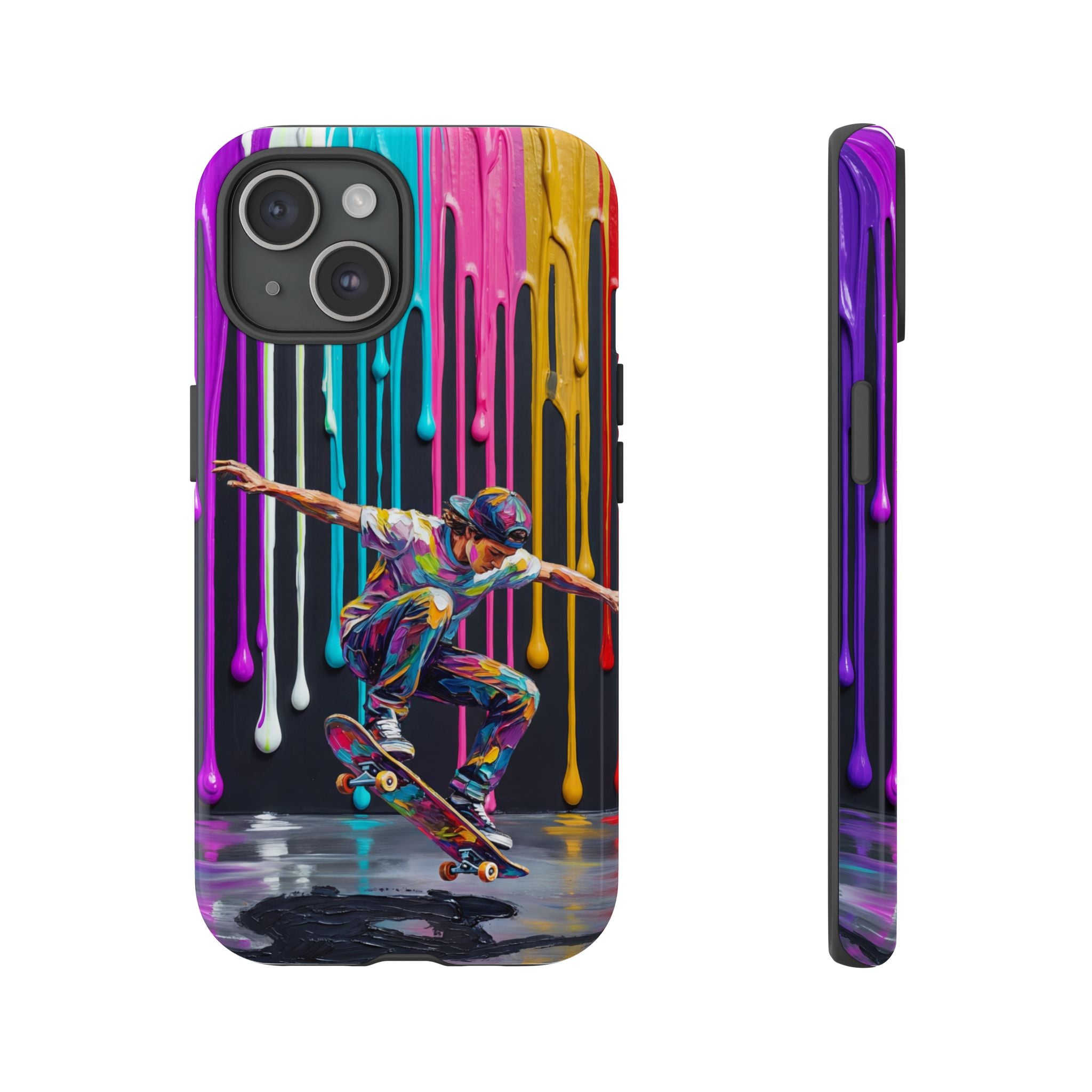 Colourful Drip Art Skateboarder Splash iPhone Case
