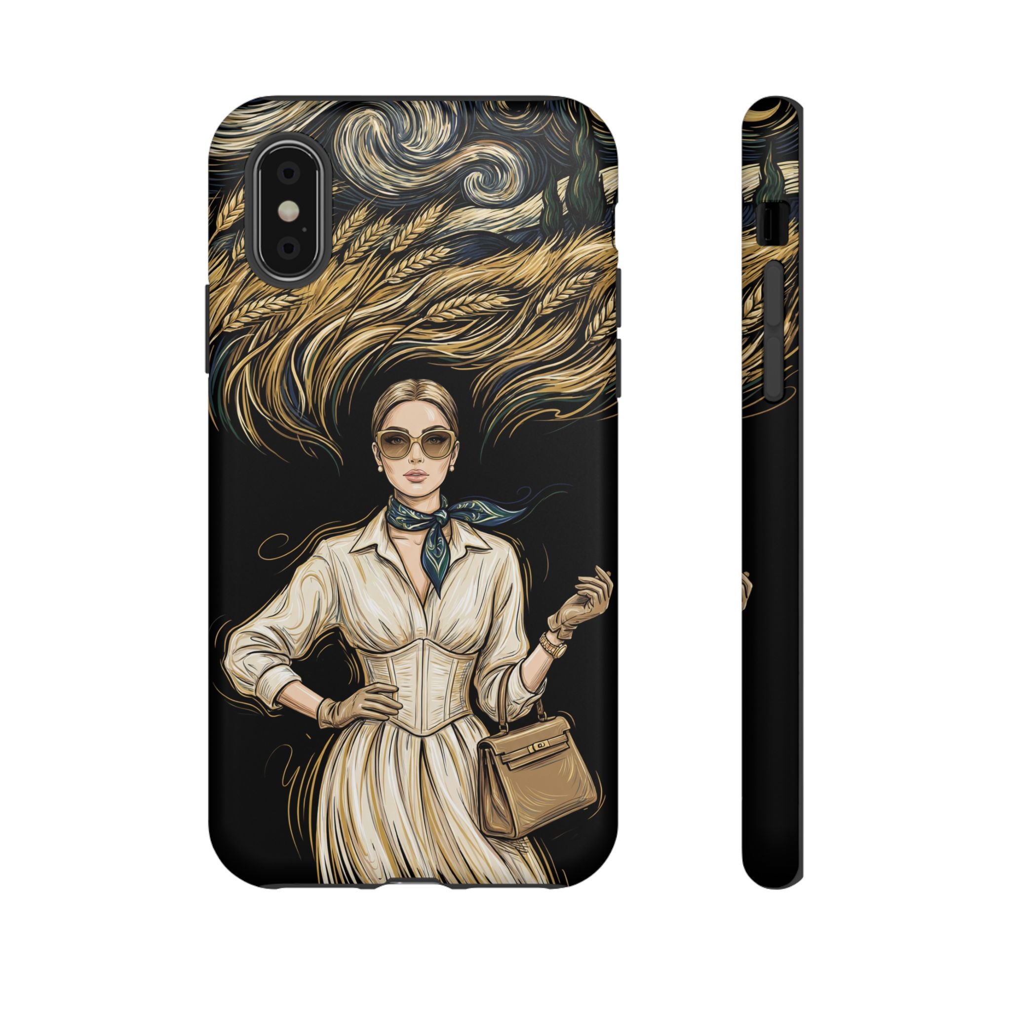Vintage Elegance iPhone Case | Retro Woman with Flowing Golden Hair