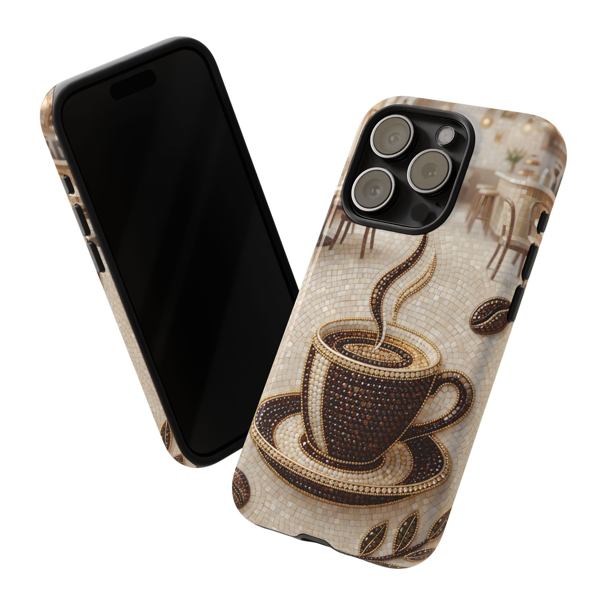 Coffee Mosaic iPhone Case - Steaming Cup Cafe Design