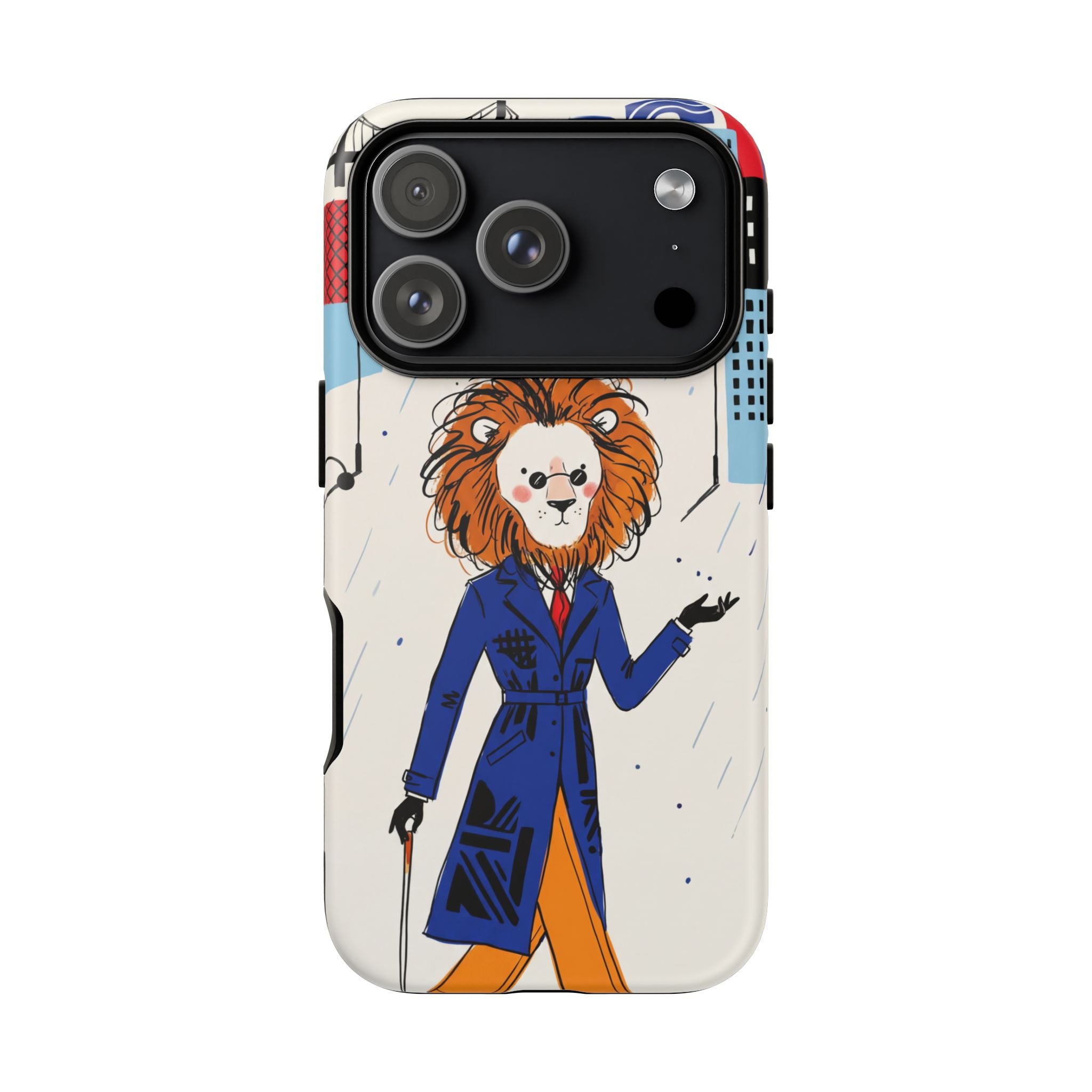 Lion Gentleman iPhone Case | Dapper Lion in City Rain