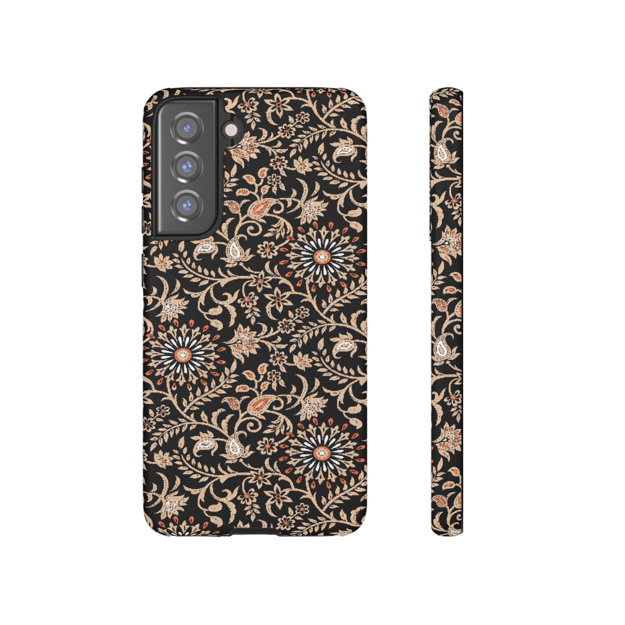Batik Floral Black Ornate Daisies Tough Samsung Galaxy Case