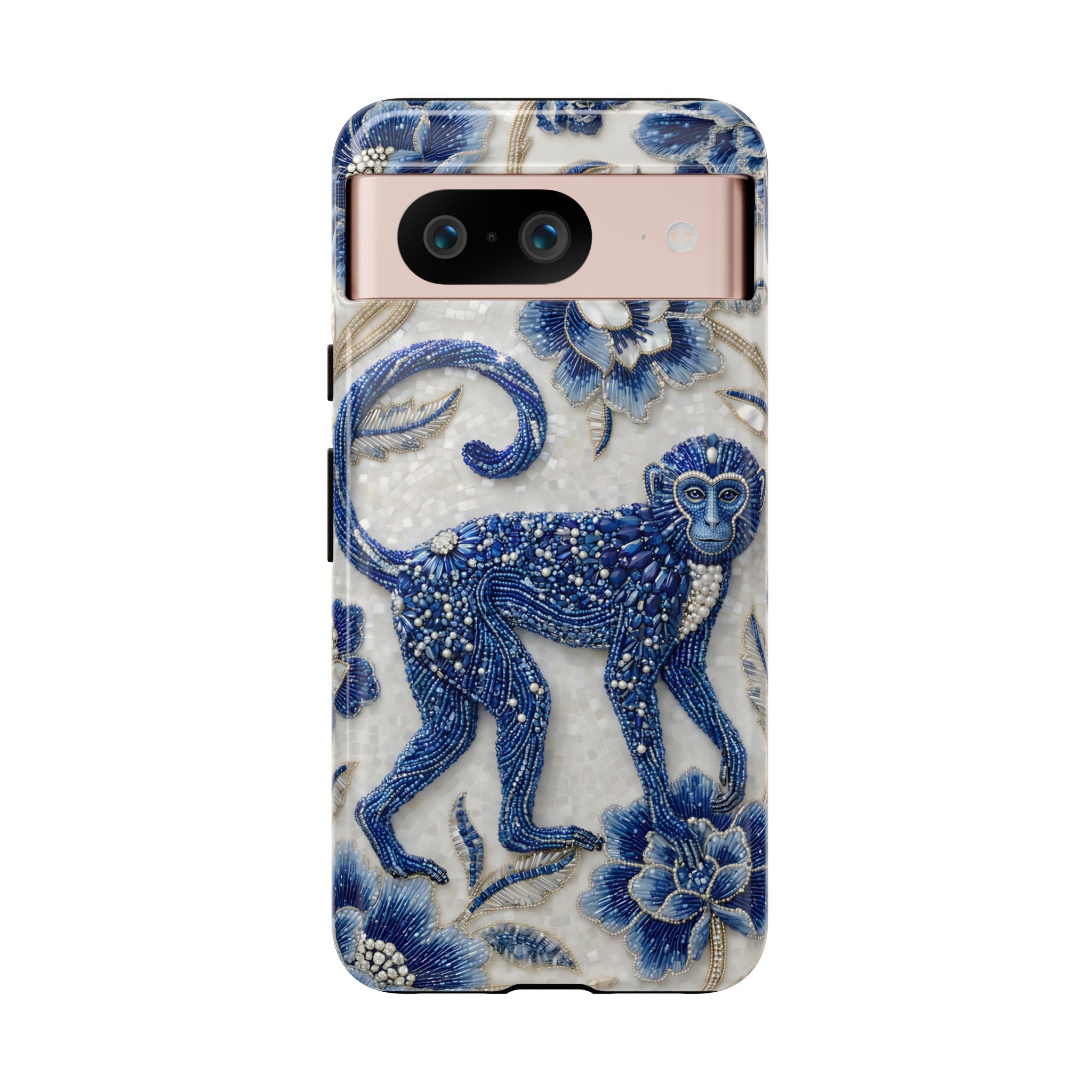 Asian Zodiac Monkey Google Pixel Phone Case | Blue & White Porcelain Art Protective Case | Year of the Monkey Gift