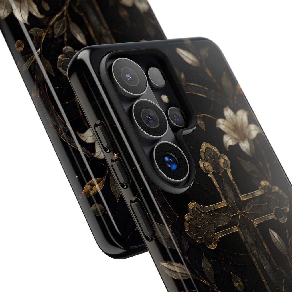 Gothic Cross Lily Samsung Galaxy Phone Case | Christian iPhone Case