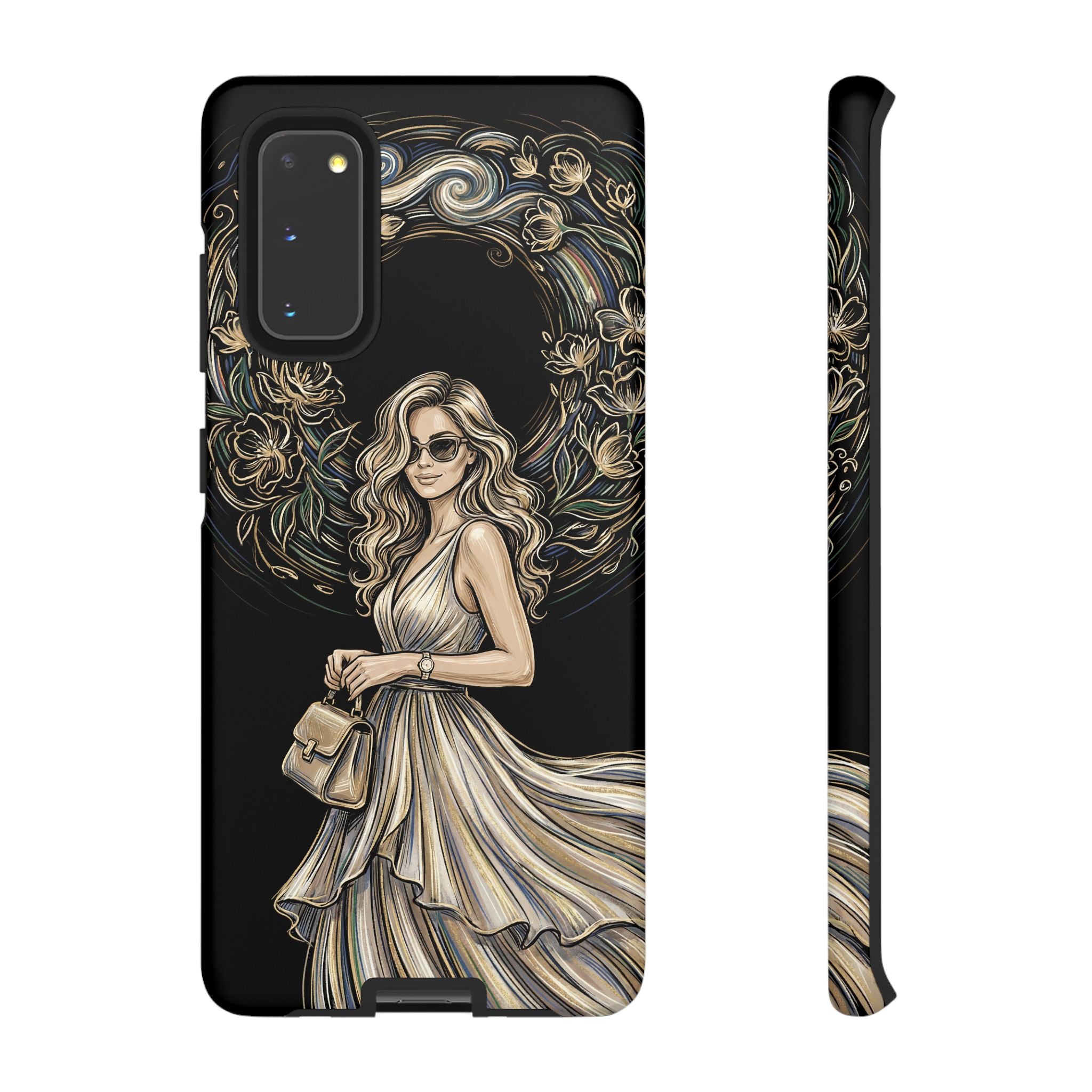 Stylish Woman Floral Wreath Tough Samsung Galaxy Phone Case