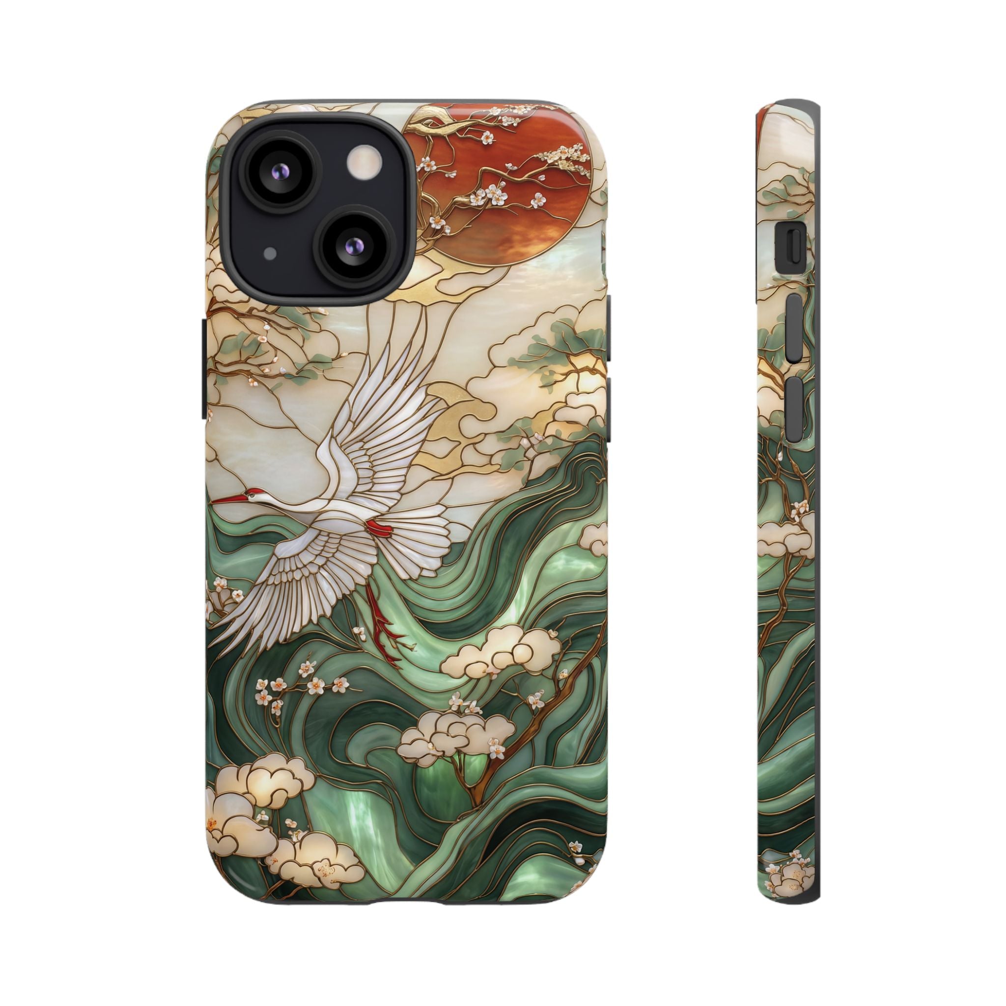 Cranes & Waves Protective iPhone Case | Japanese-Inspired Art Phone Cover