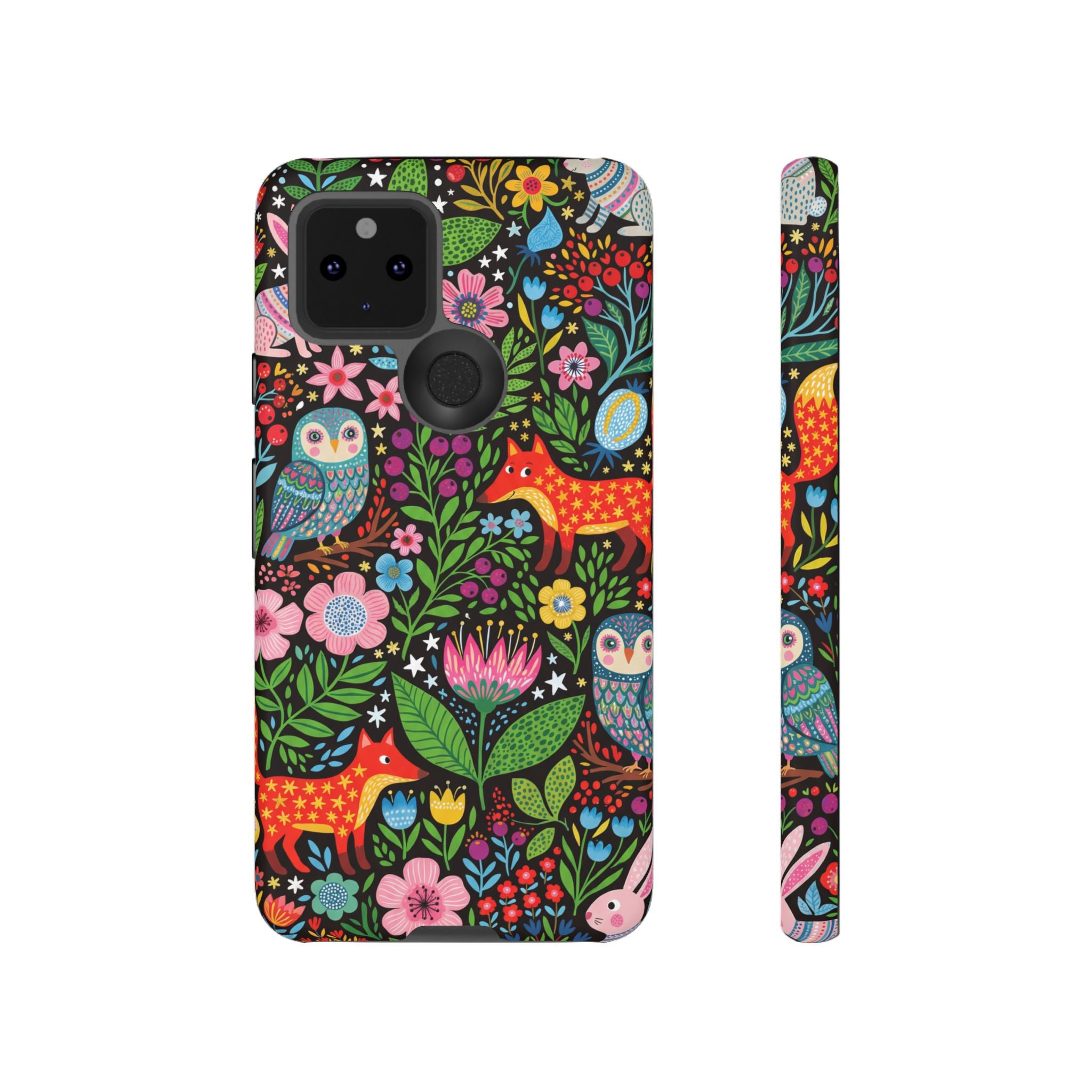 Floral Woodland Google Pixel Phone Case | Colourful Fox & Owl Protective Cover
