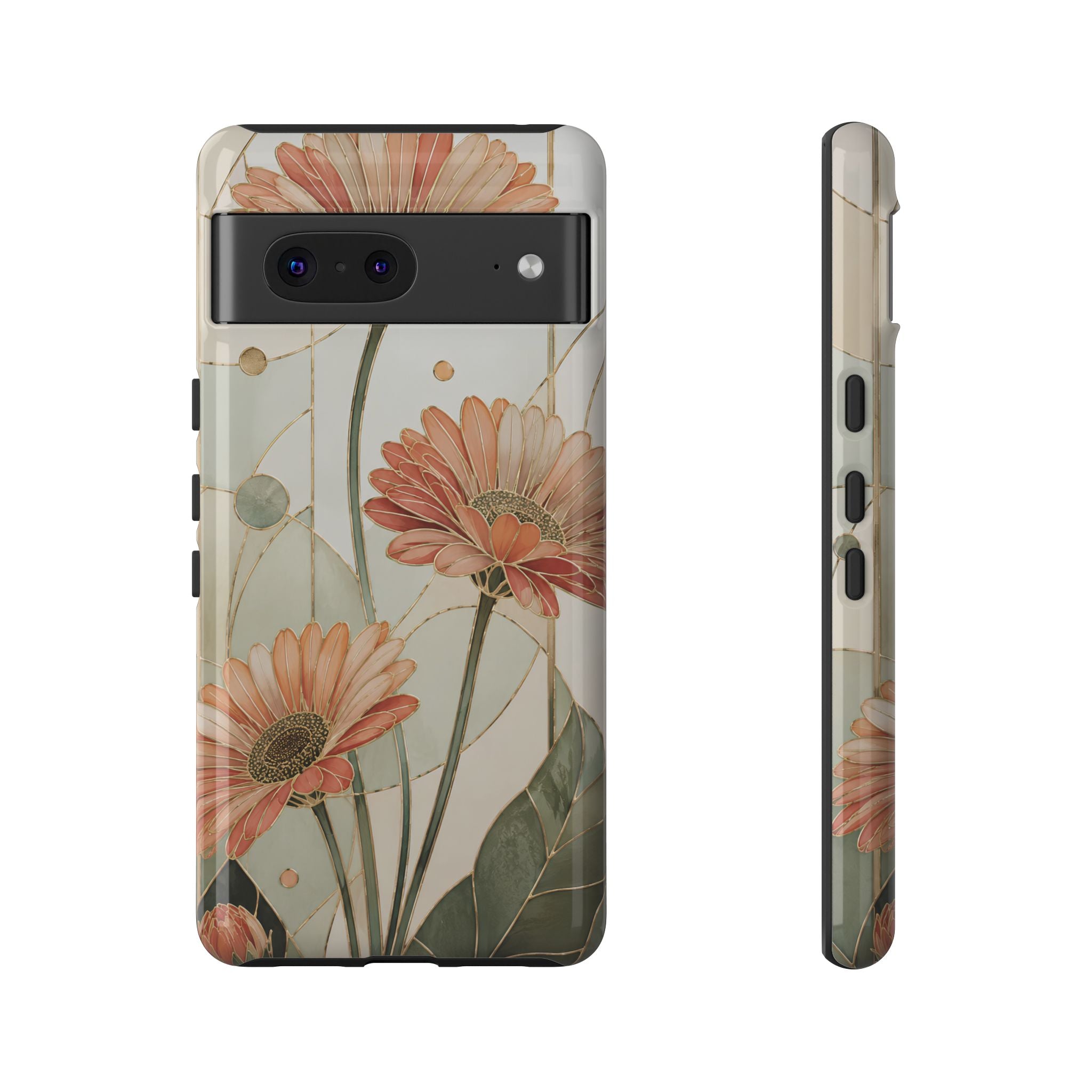 Gerbera Daisy Google Pixel Phone Case | Stained Glass Floral Phone Case