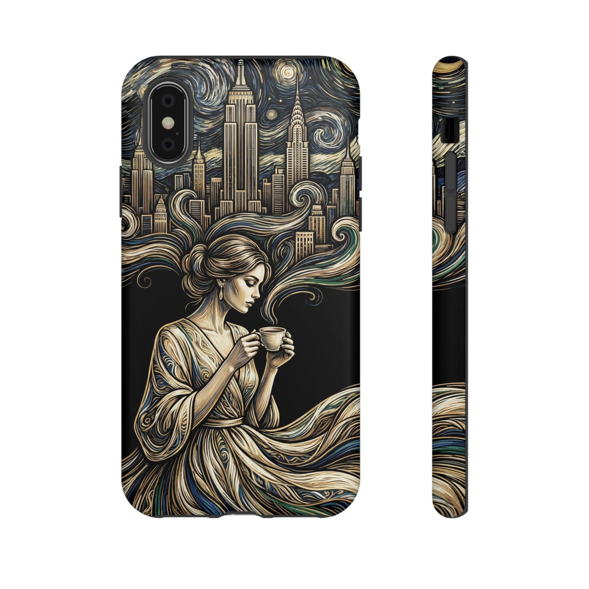 Vintage Cityscape Woman Tea Art iPhone Case