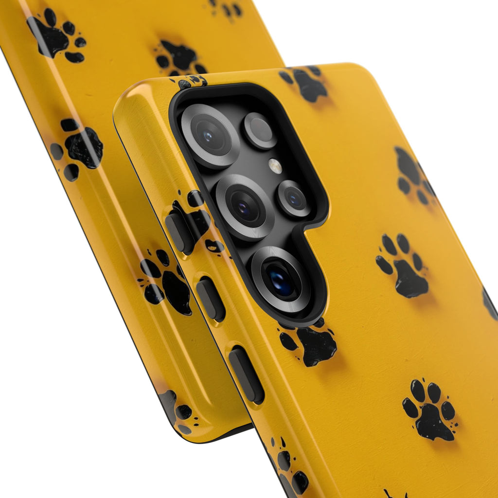 Yellow Paw Print Tough Samsung Galaxy Case — Protective Dog & Cat Lover Cover