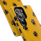 Yellow Paw Print Tough Samsung Galaxy Case — Protective Dog & Cat Lover Cover