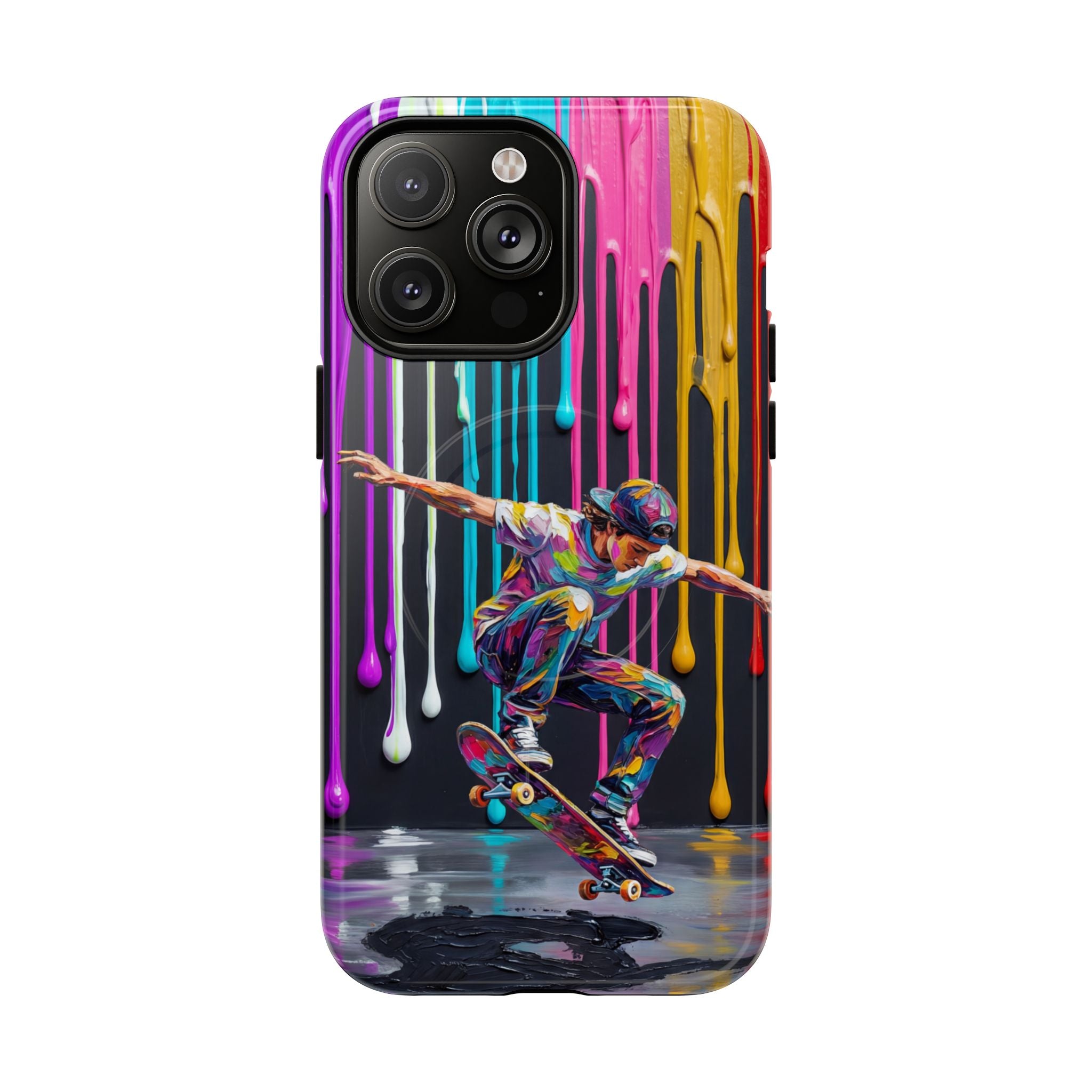 Colourful Drip Art Skateboarder Splash MagSafe iPhone Case