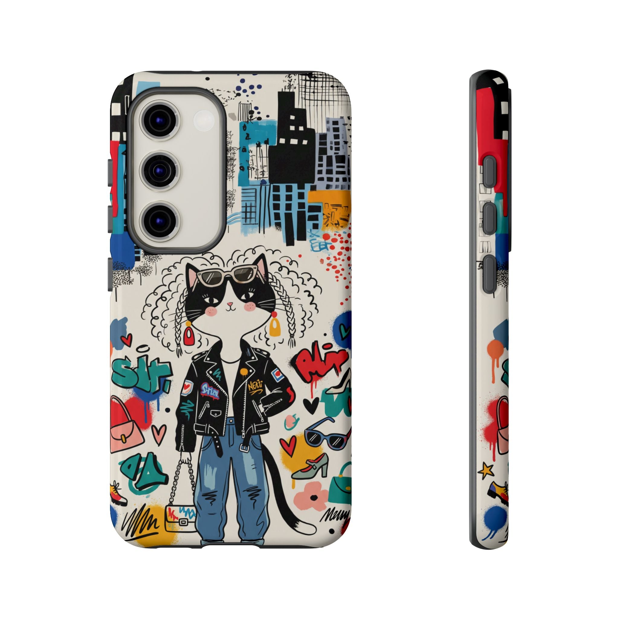 Punk City Cat Graffiti Design Samsung Galaxy Phone Case