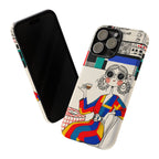 Retro Cafe iPhone Case | Colourful Chic Woman Illustration