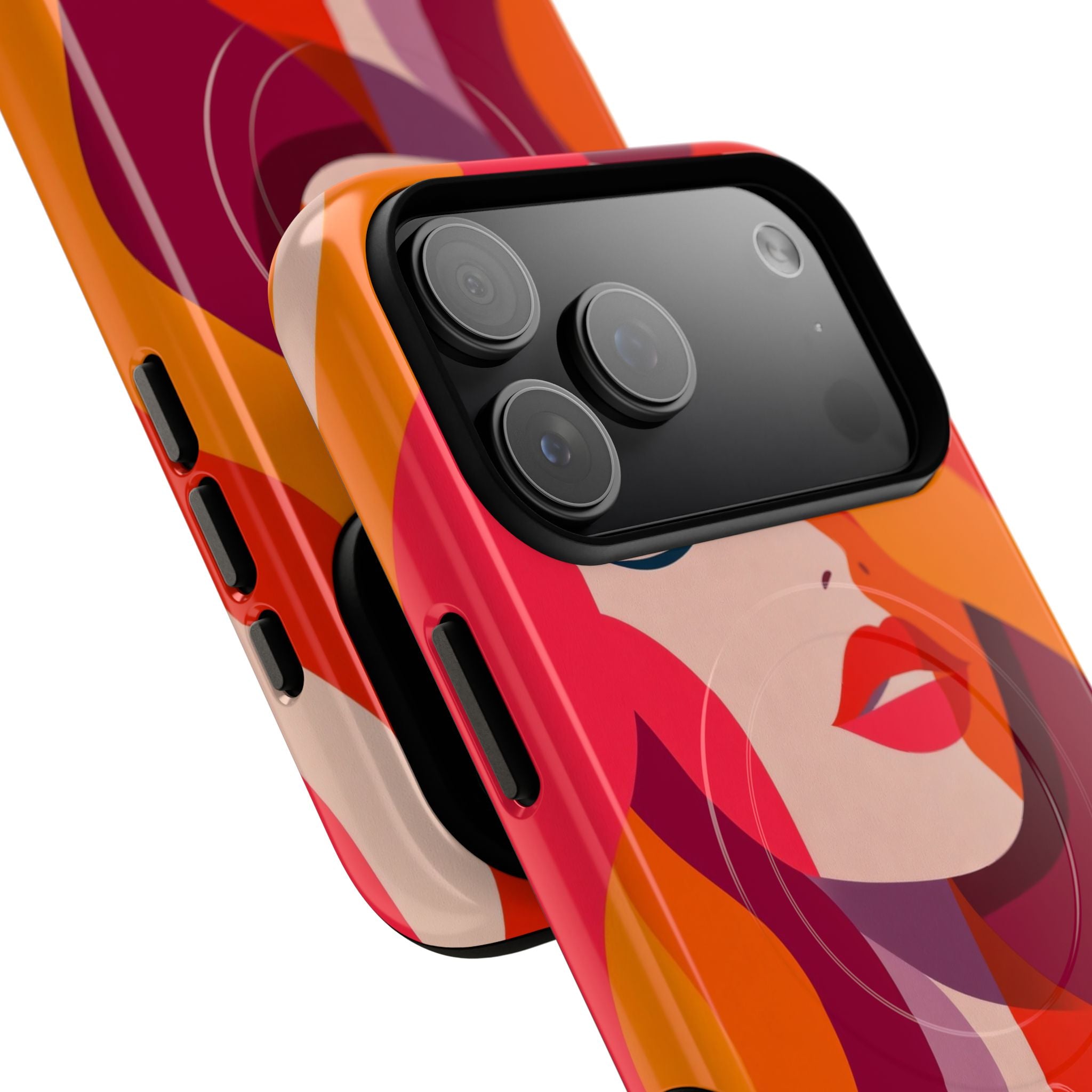 Custodia MagSafe per iPhone con donna pop art retrò | Ritratto astratto colorato e audace