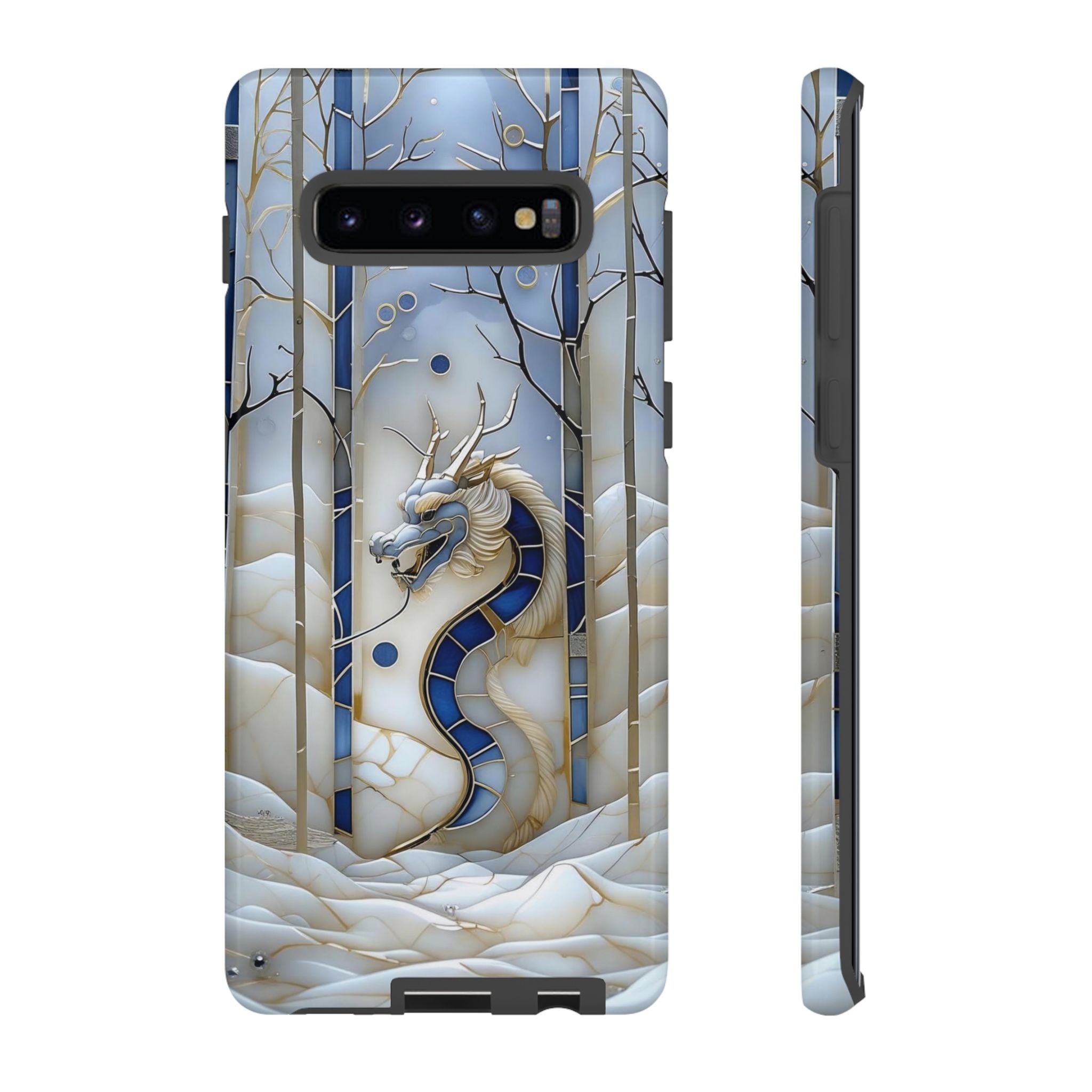 Dragon Stained Glass Samsung Galaxy Case — Blue Winter Forest Protective Cover