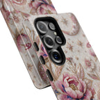 Custodia Rigida per Telefono Samsung Galaxy Floral Moon | Cover Protettiva con Peonia Rosa Vintage