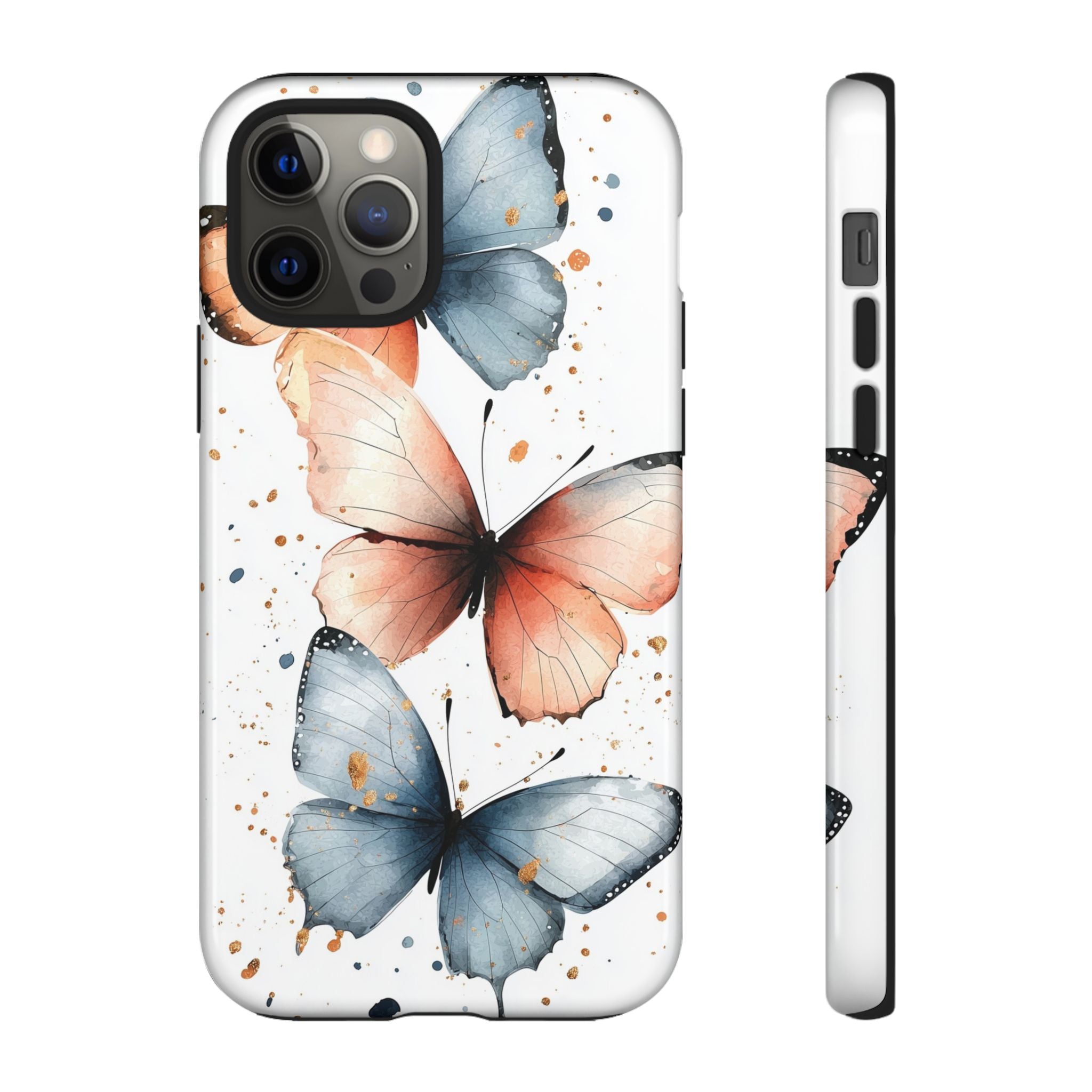 Watercolour Blue & Peach Butterfly Tough iPhone Case