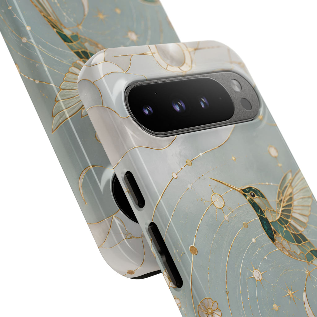 Celestial Hummingbird Google Pixel Phone Case | Moon & Bird Phone Case